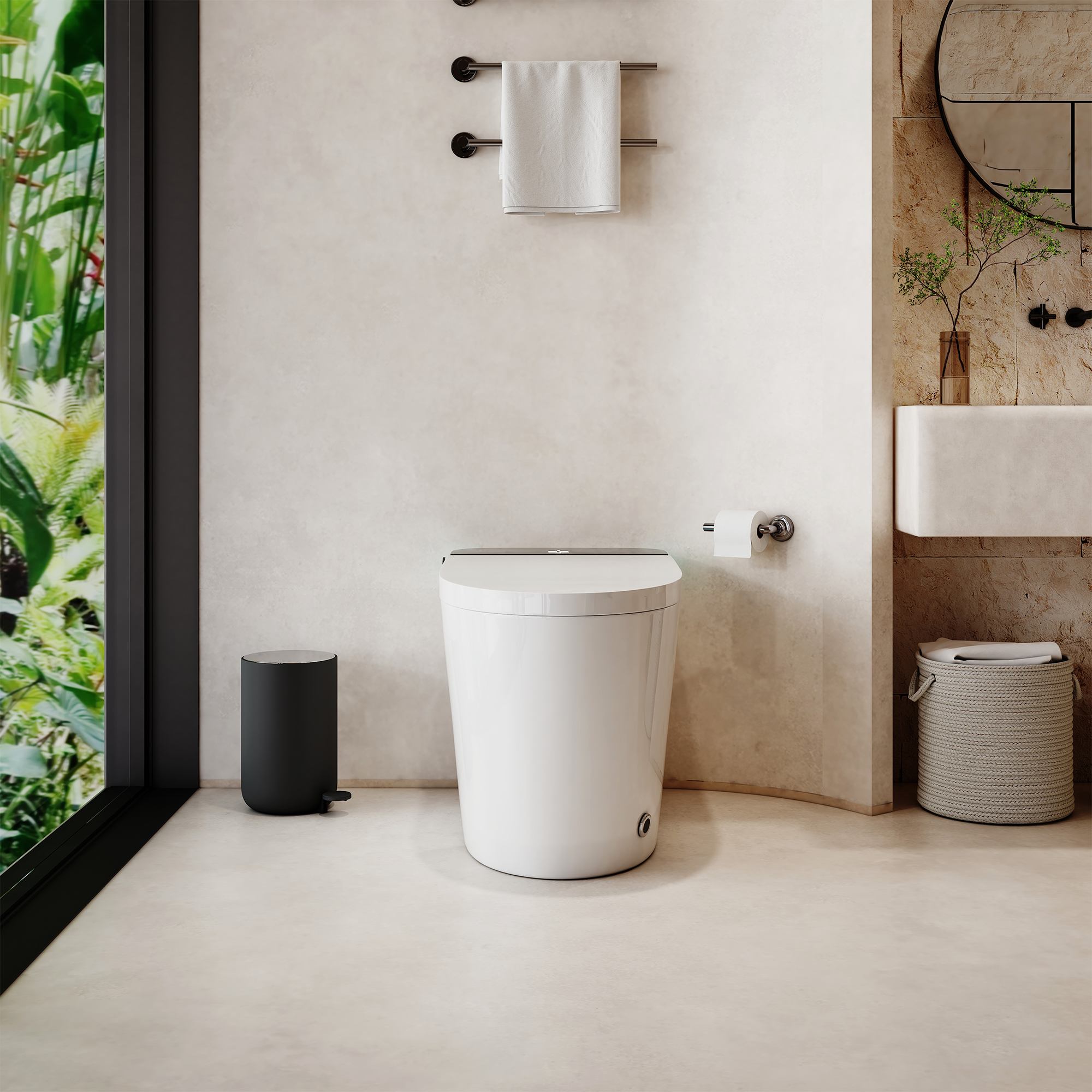 Modern Smart Toilet with Built-in Bidet Seat and LED Display