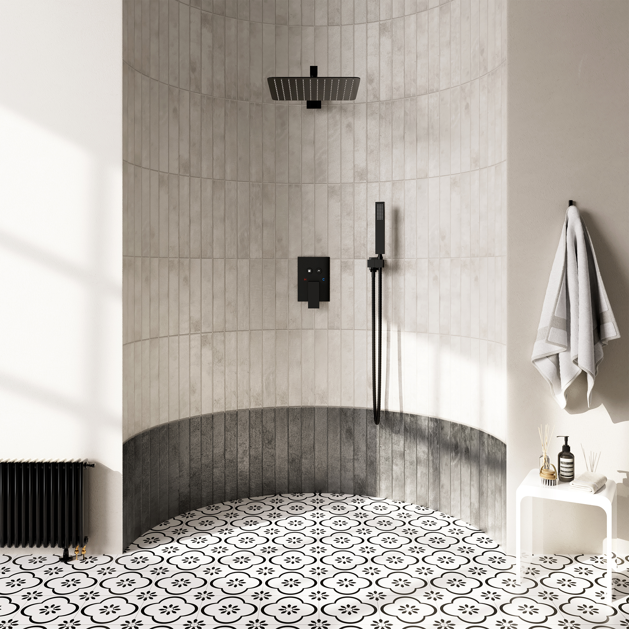 12-Inch Rainfall Shower System with Push Button Pressure Balanced Valve