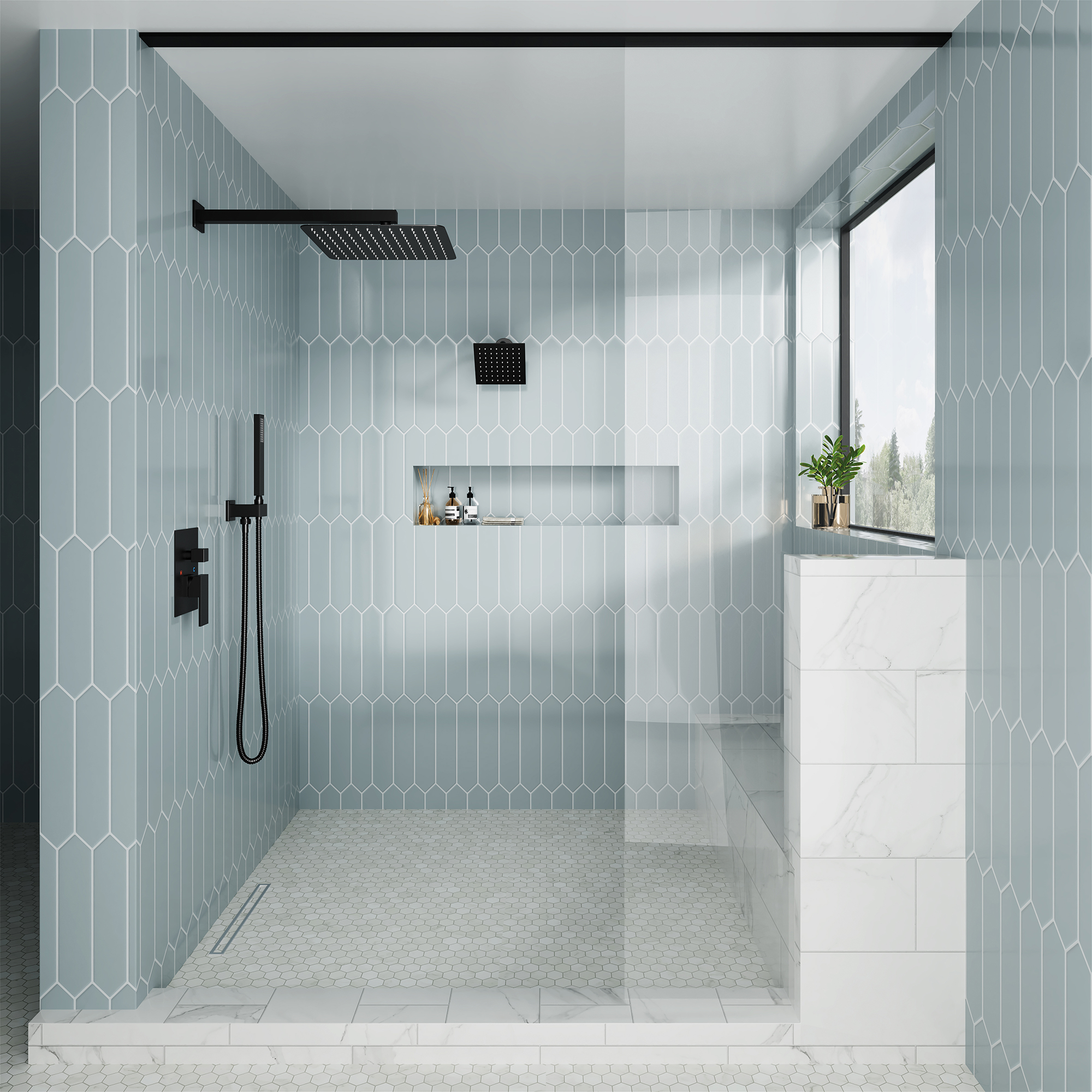 12-inch Dual Shower System with 3-Function & 6 Position Settings