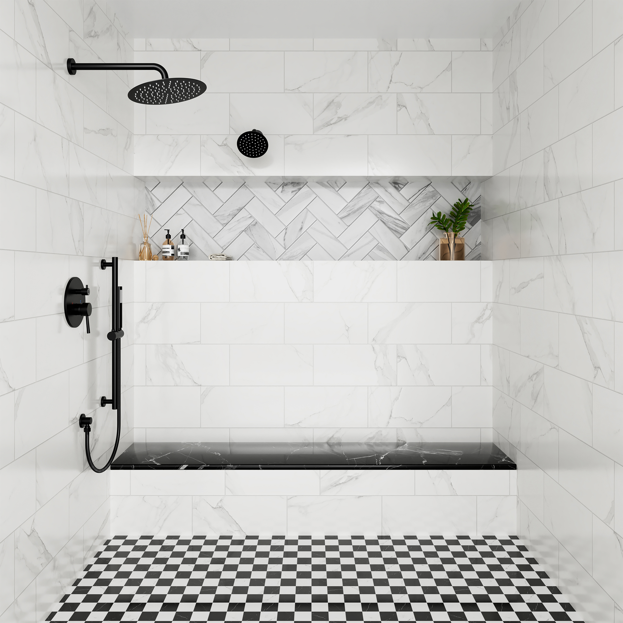 10-inch 3-Function Dual Shower Head System with 6 Position Settings & Slide Bar