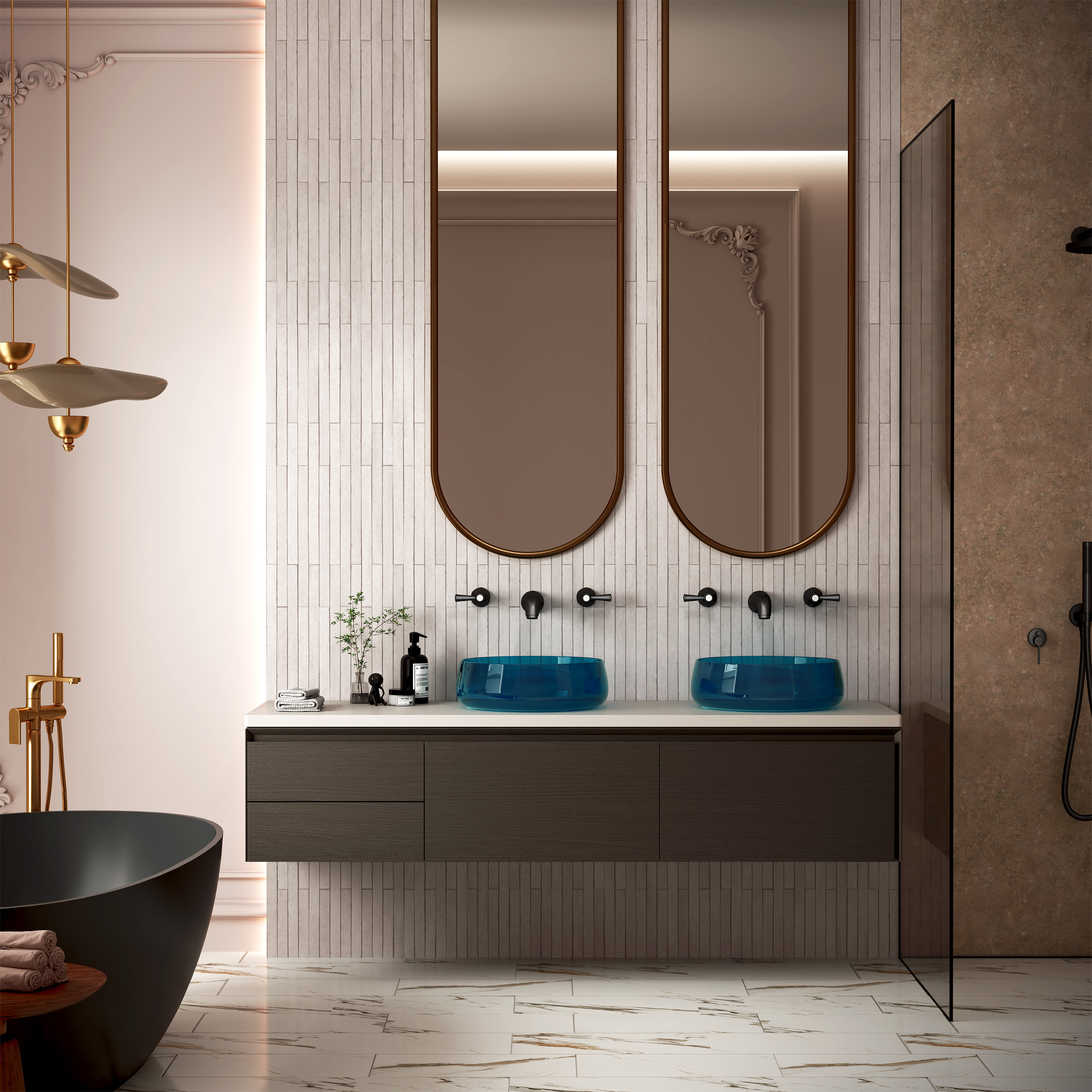 17.7" Round Transparent Resin Bathroom Vessel Sink with Drainer