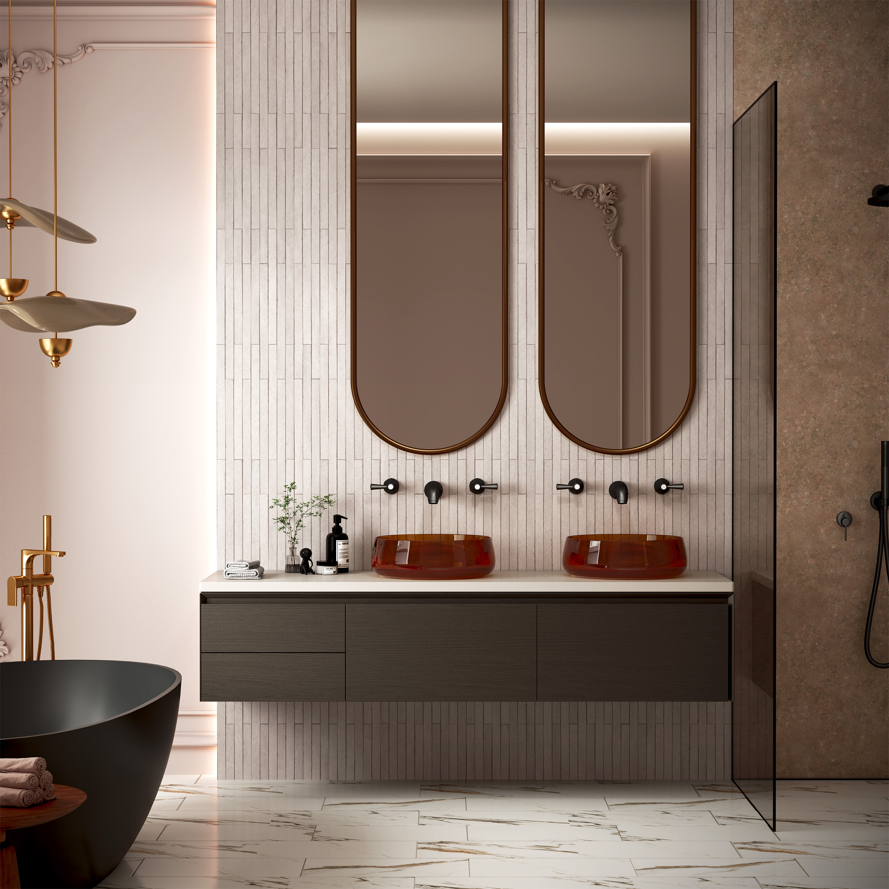 17.7" Round Transparent Resin Bathroom Vessel Sink with Drainer