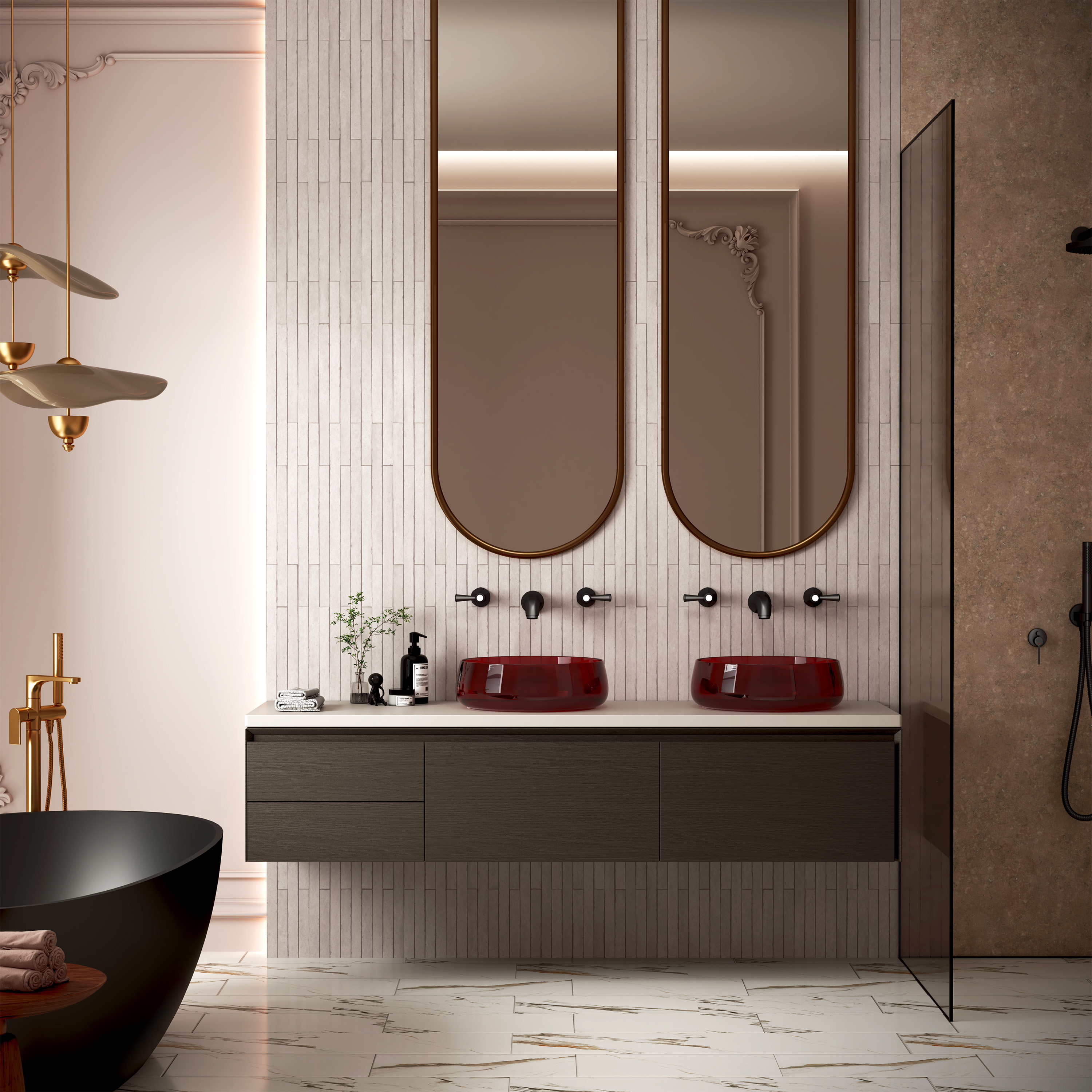 17.7" Round Transparent Resin Bathroom Vessel Sink with Drainer