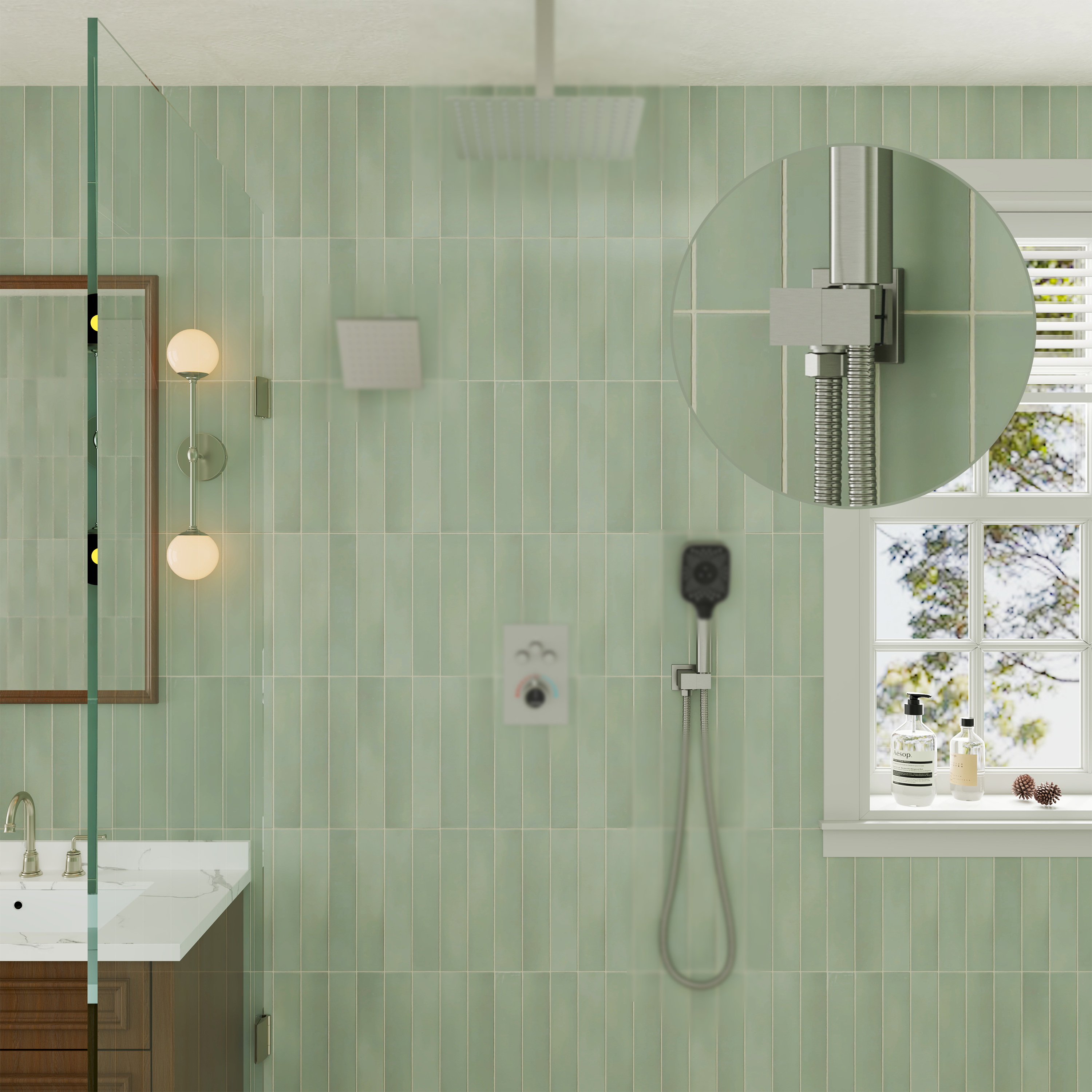 Square Brass Handheld Shower Holder with Adjustable Angle