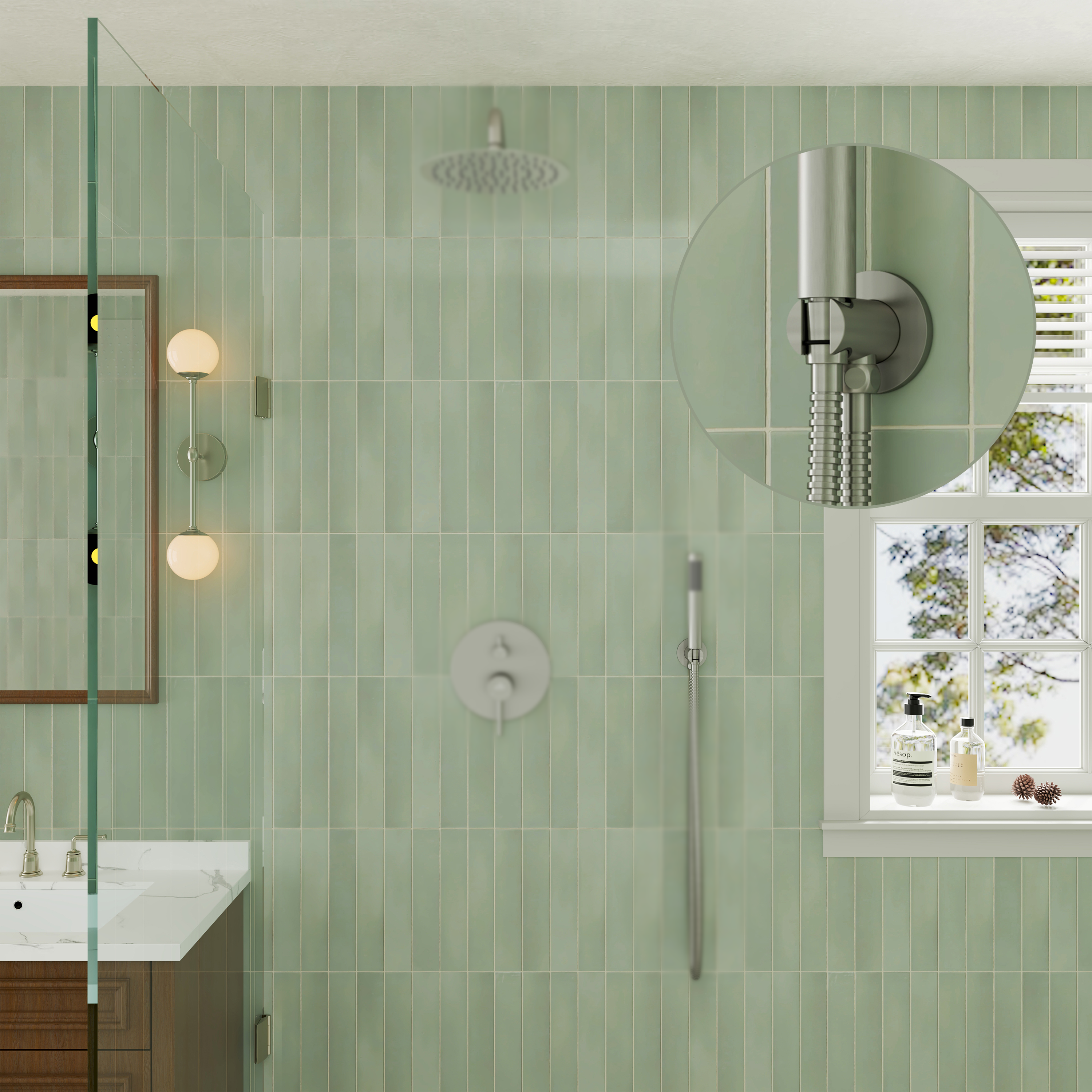 Round Brass Handheld Shower Holder Fixed Wall Mount Bracket