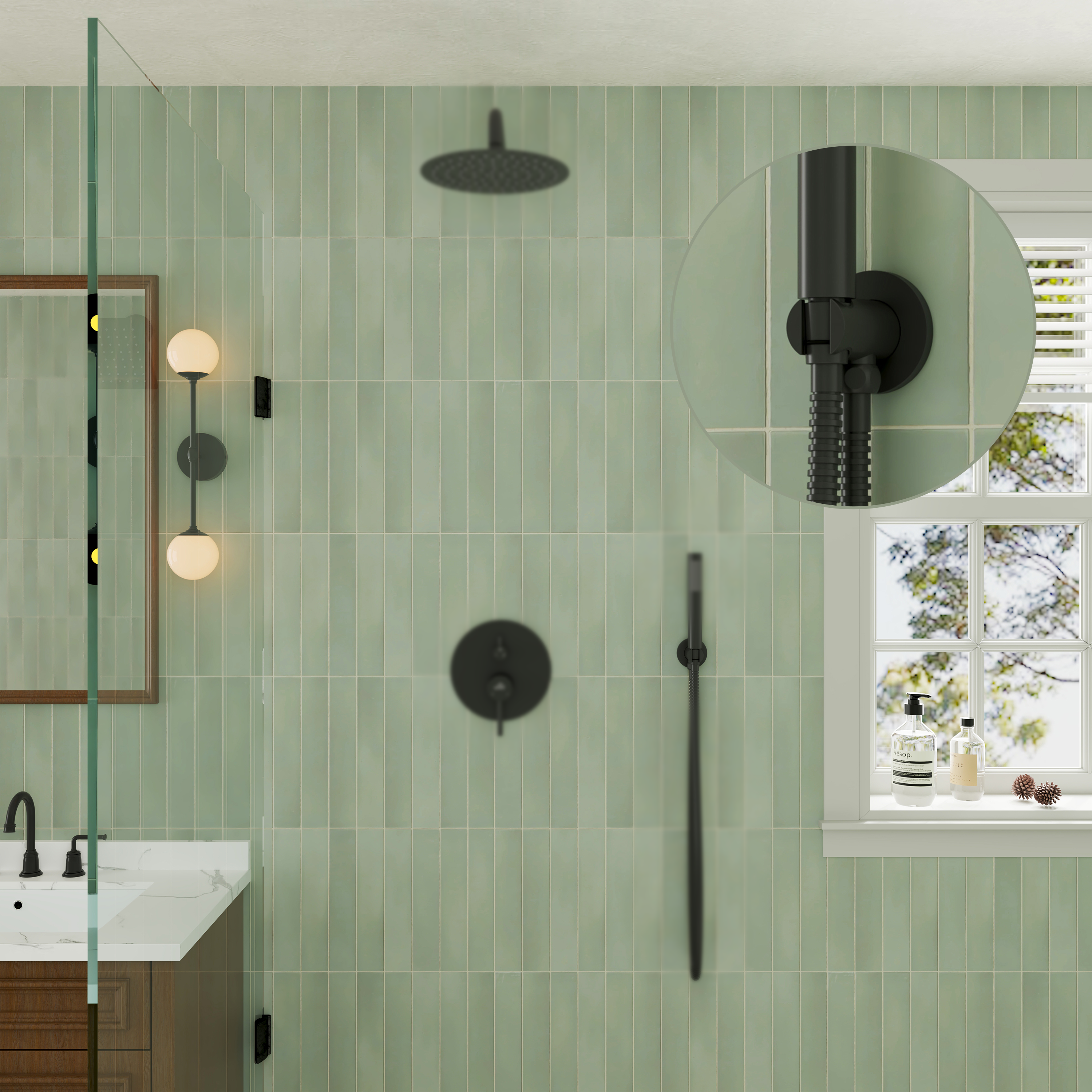 Round Brass Handheld Shower Holder Fixed Wall Mount Bracket