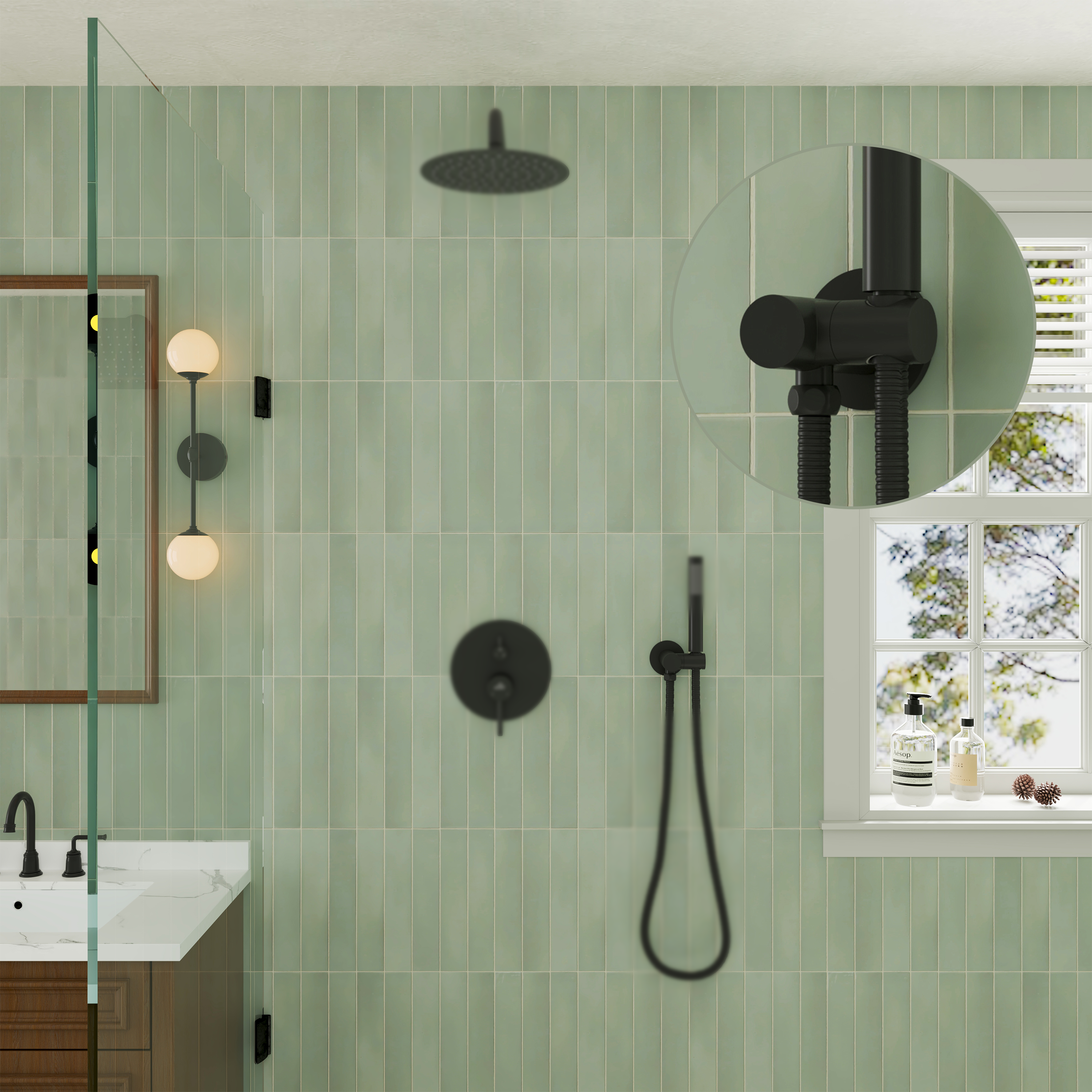 Wall Mount Round Handheld Shower Holder with Adjustable Angle