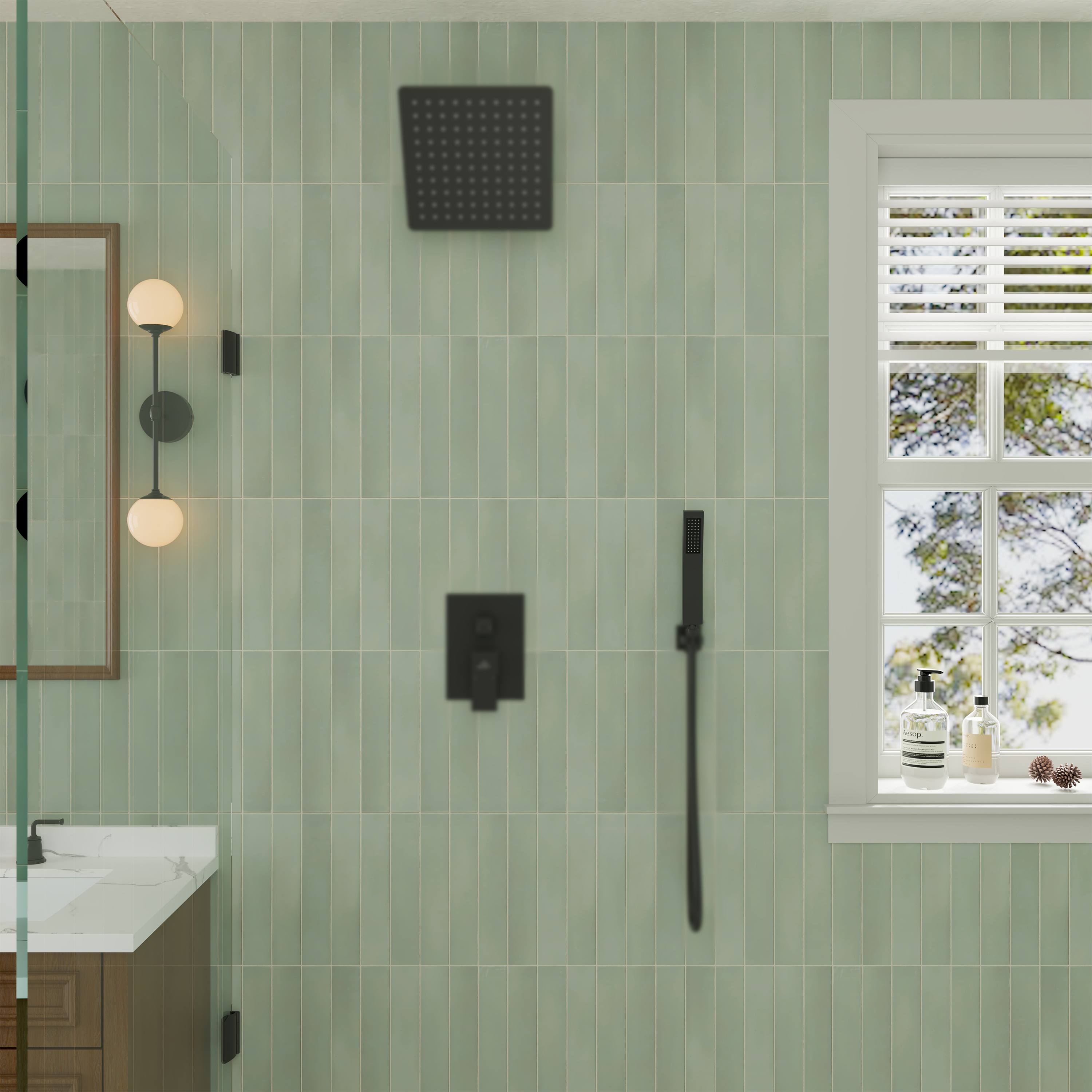 Curved Stainless Steel Handheld Shower Head with Anti-Clog Nozzles