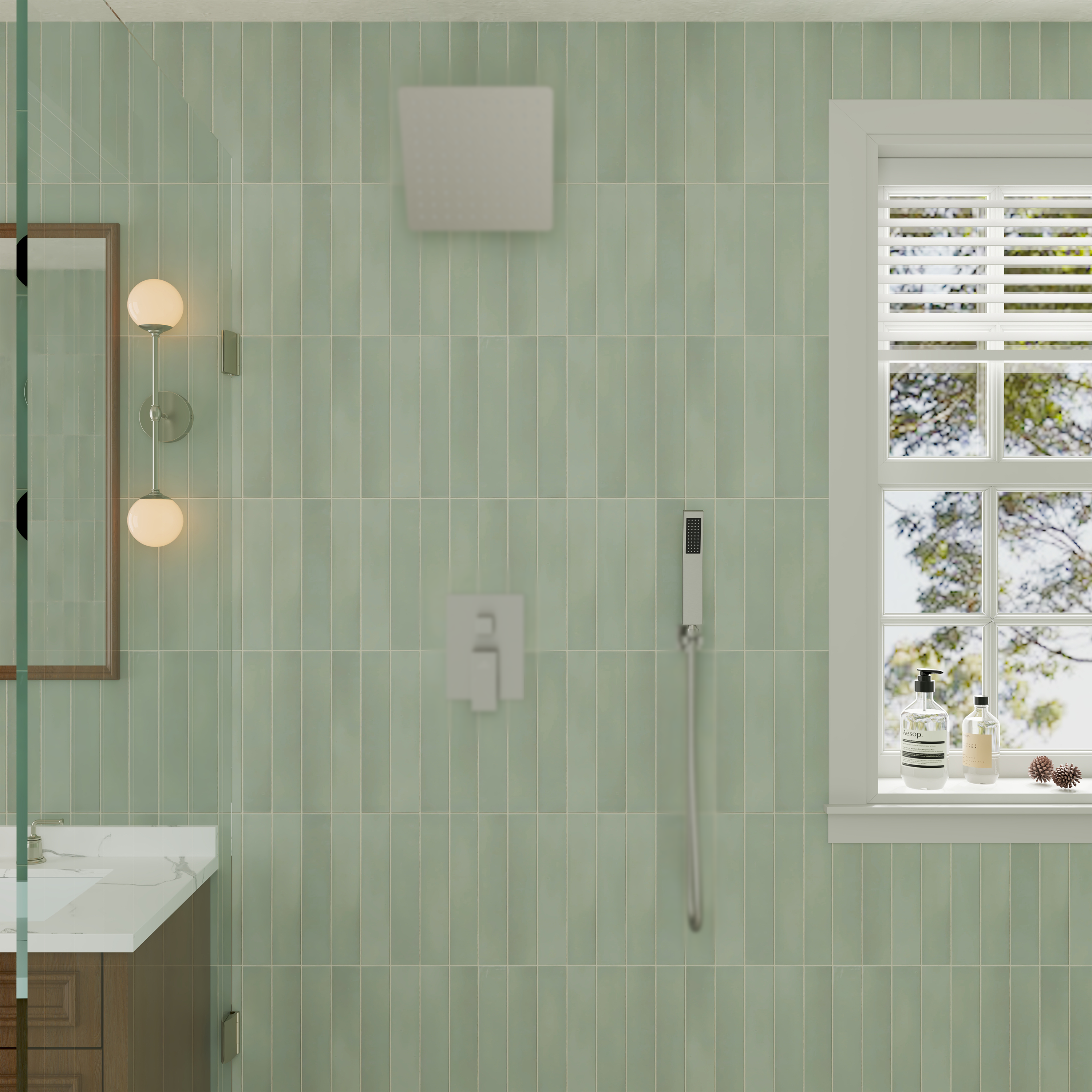 Curved Stainless Steel Handheld Shower Head with Anti-Clog Nozzles