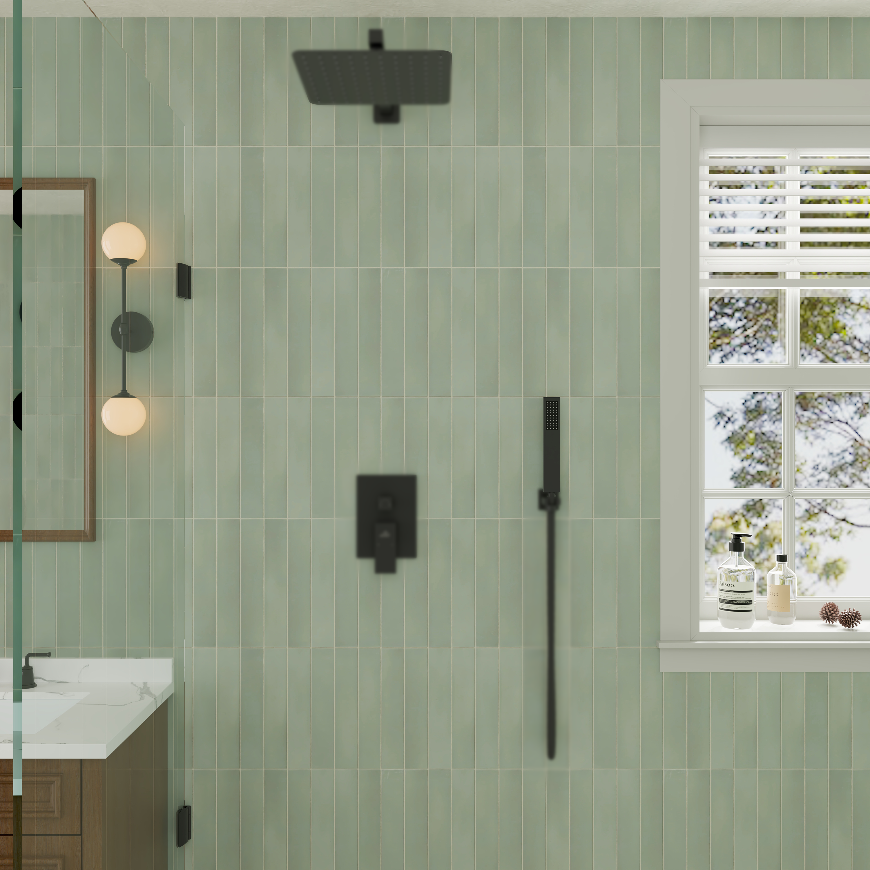 304 Stainless Steel Handheld Shower Head with Anti-Clog Nozzles