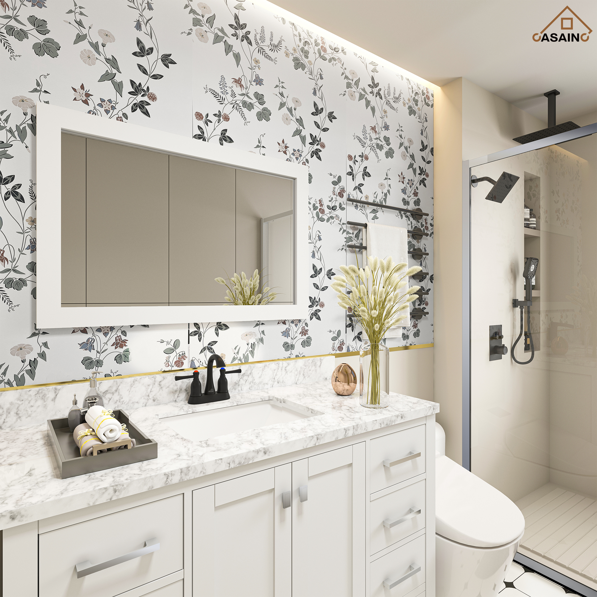 3-Hole 8-Inch Bathroom Sink Faucet with Drainer