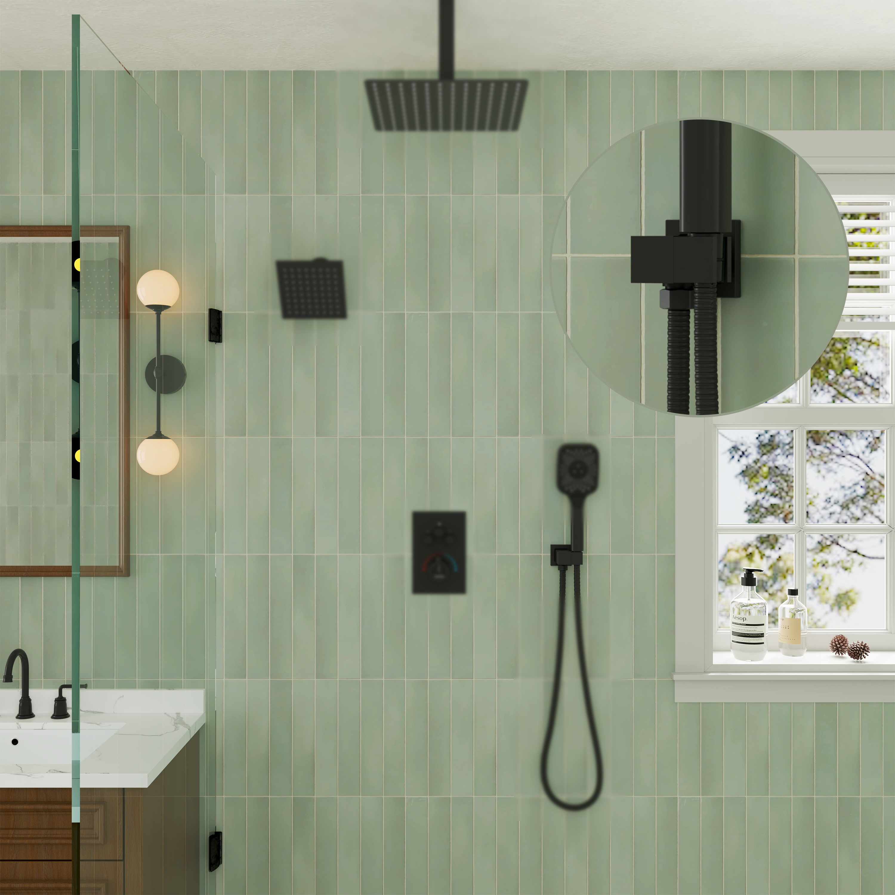 Square Brass Handheld Shower Holder with Adjustable Angle