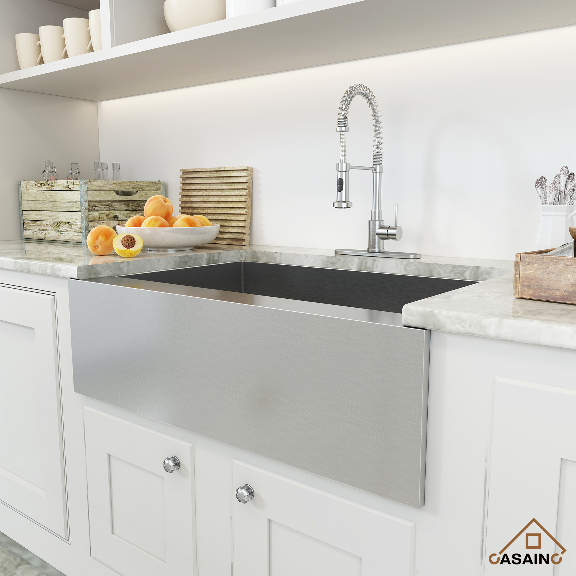 33 Inch Farmhouse Sink Stainless Steel Kitchen Sink Apron Front Stainless Steel 18 Gauge Single Bowl Kitchen Farm Sink Basin