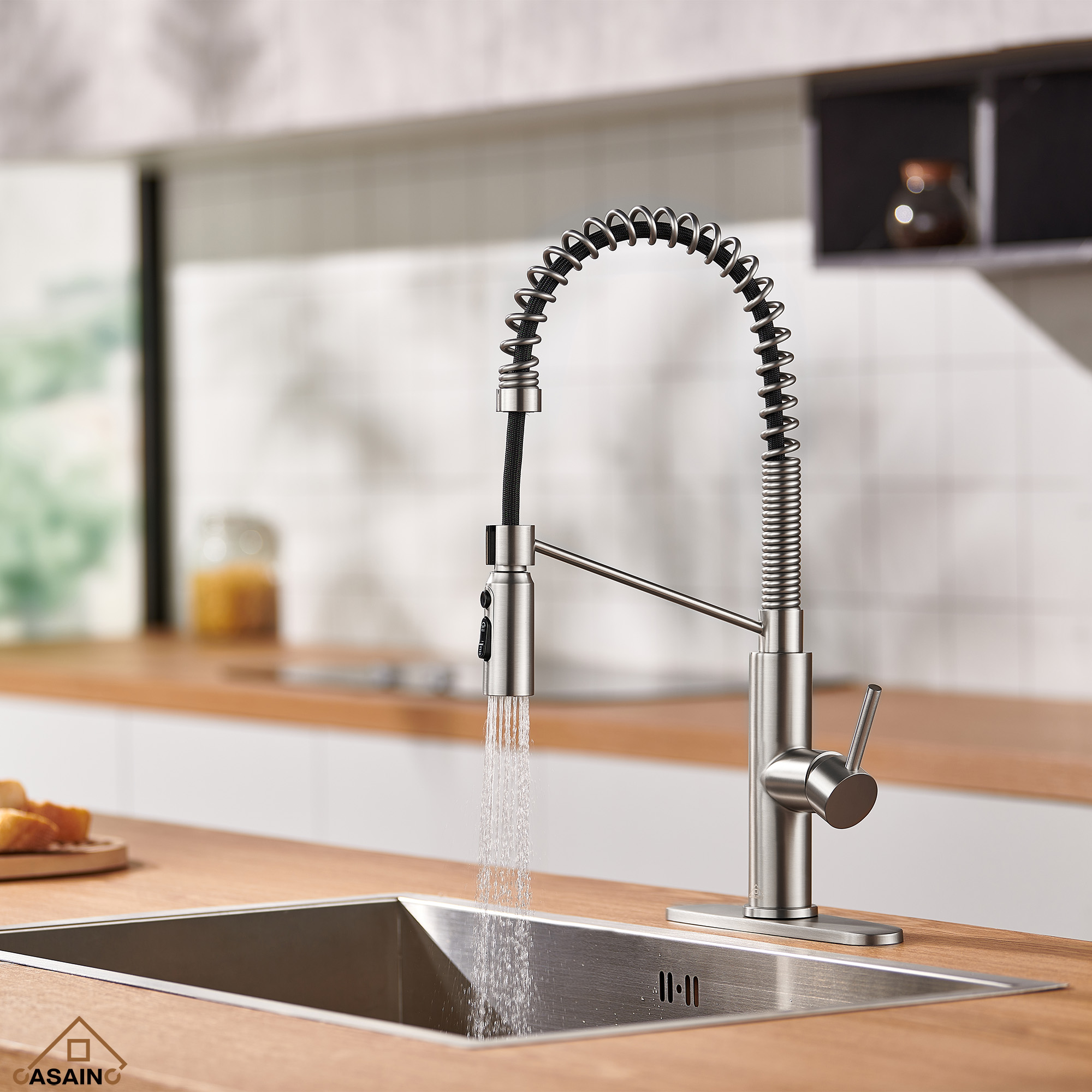 Commercial Style Pull-Down Single Handle 19" Kitchen Faucet
