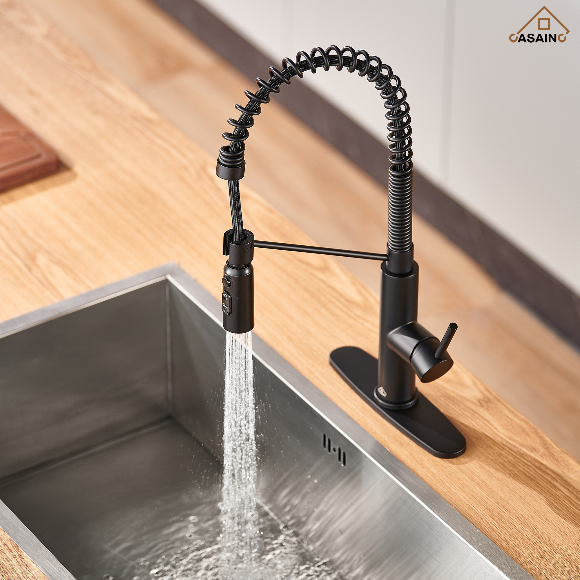 Commercial Style Pull-Down Single Handle 19" Kitchen Faucet