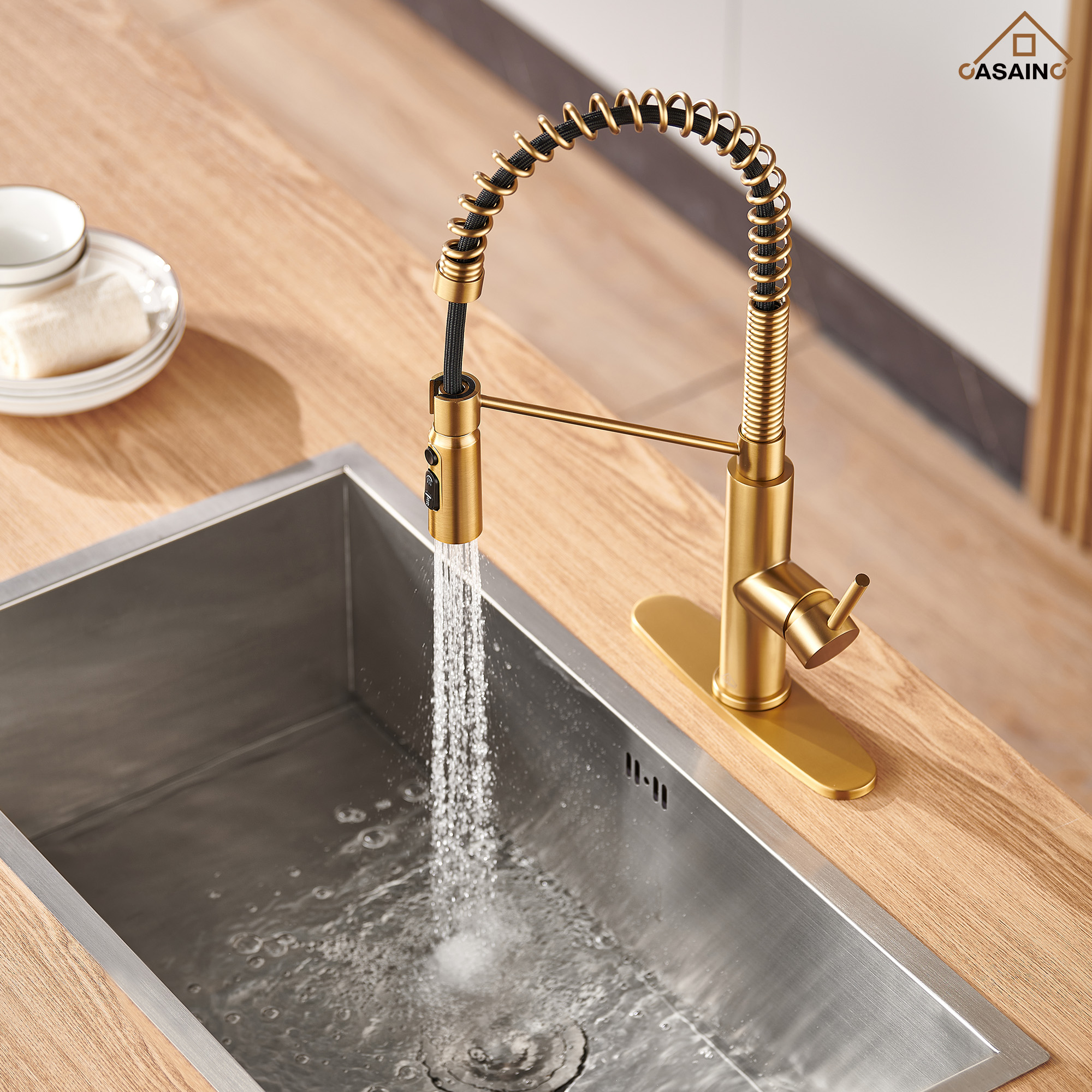 Commercial Style Pull-Down Single Handle 19" Kitchen Faucet