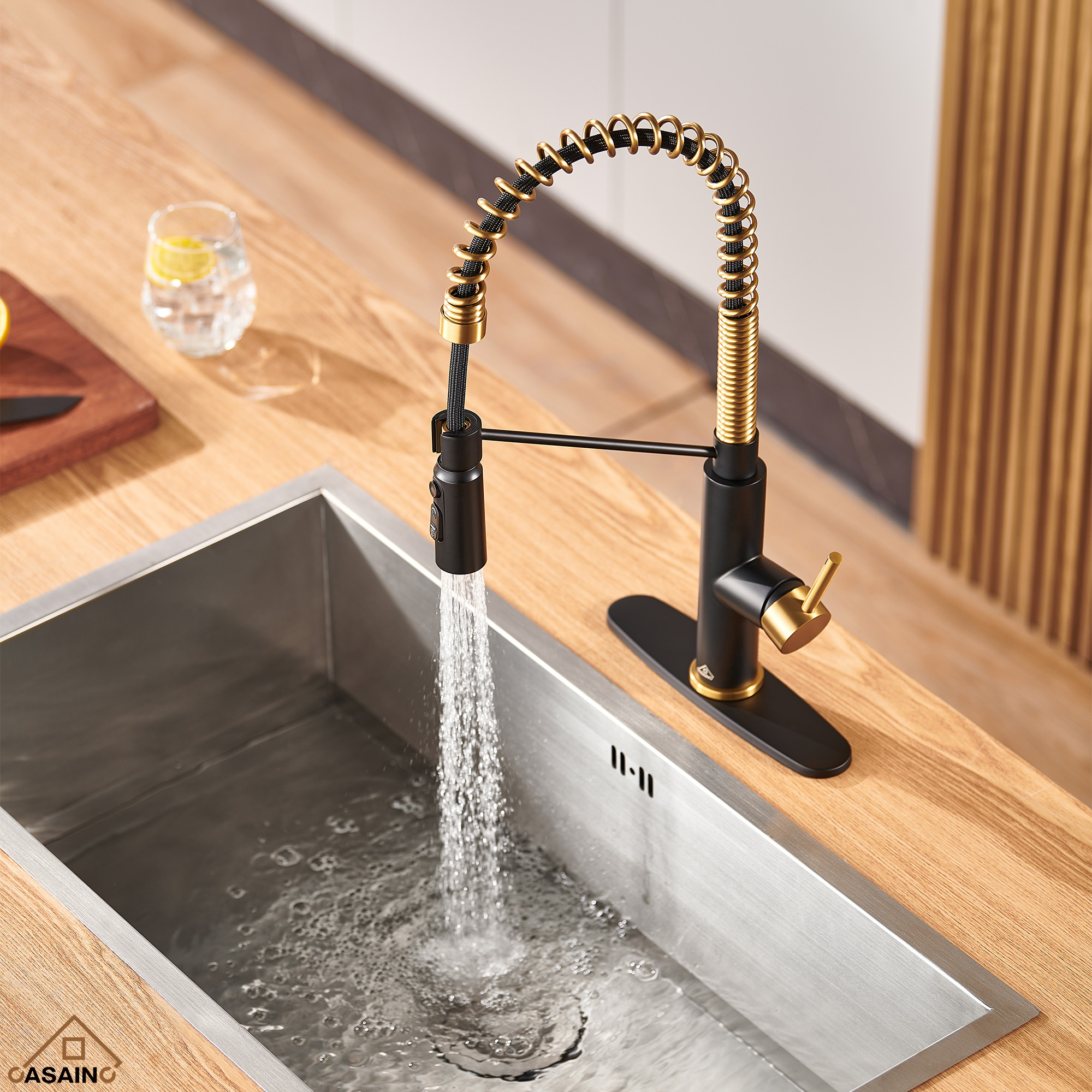 Commercial Style Pull-Down Single Handle 19" Kitchen Faucet
