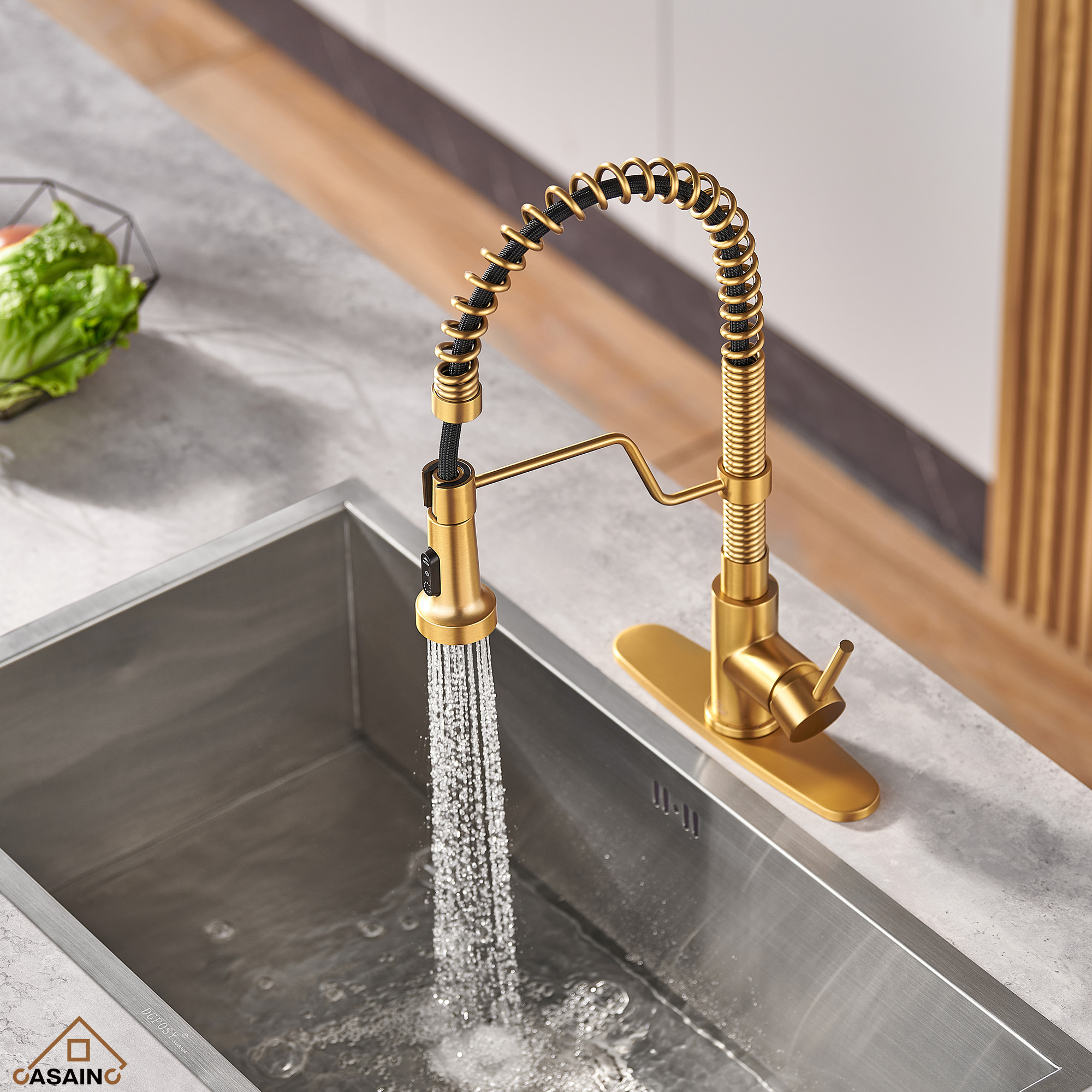 Modern Kitchen Faucet with Pull-Down Sprayer, 360° Swivel, Three Functions for Effortless Cooking and Cleaning
