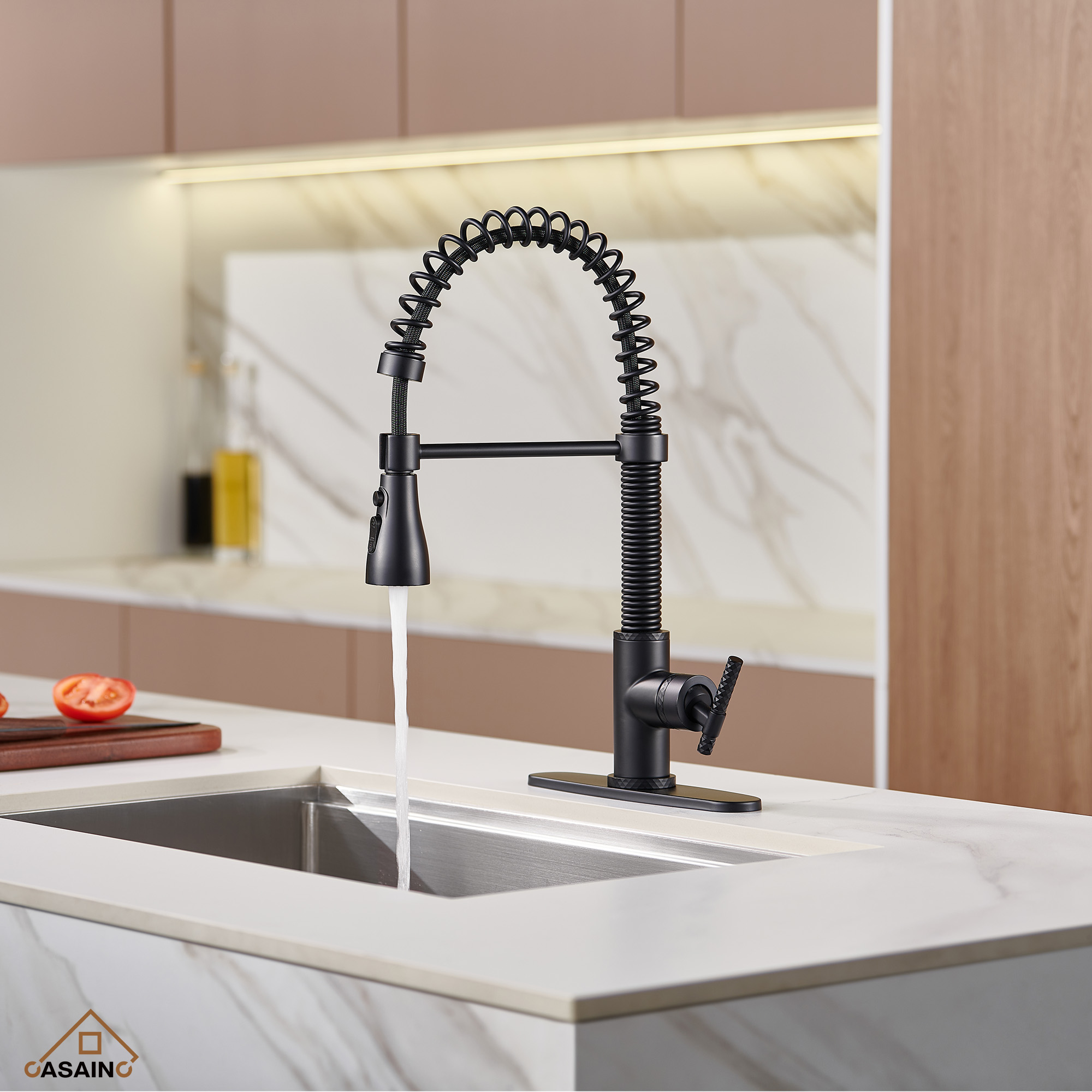  Pull-Down Sprayer Kitchen Faucet with 360° Swivel, Three Functions for Effortless Cooking and Cleaning