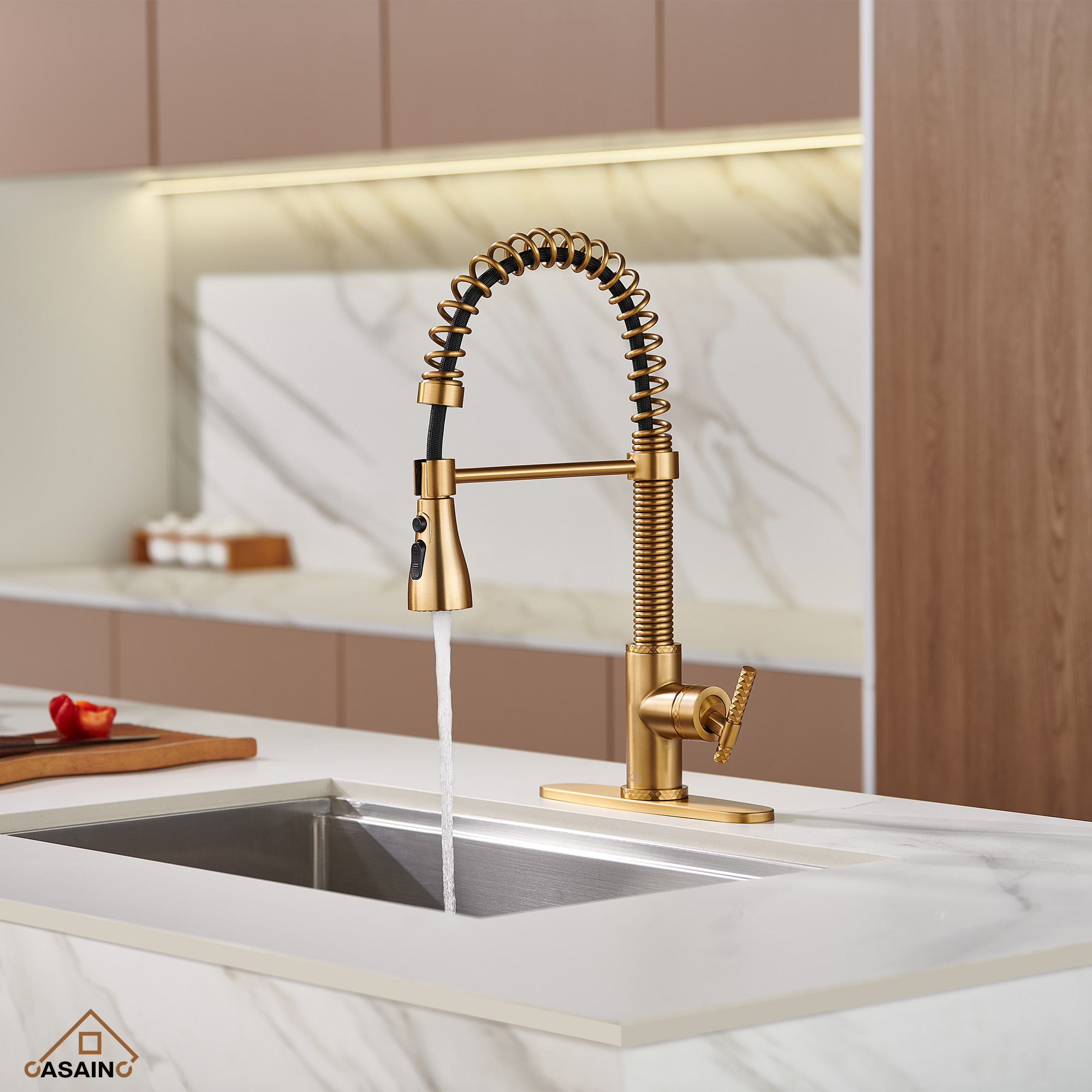  Pull-Down Sprayer Kitchen Faucet with 360° Swivel, Three Functions for Effortless Cooking and Cleaning