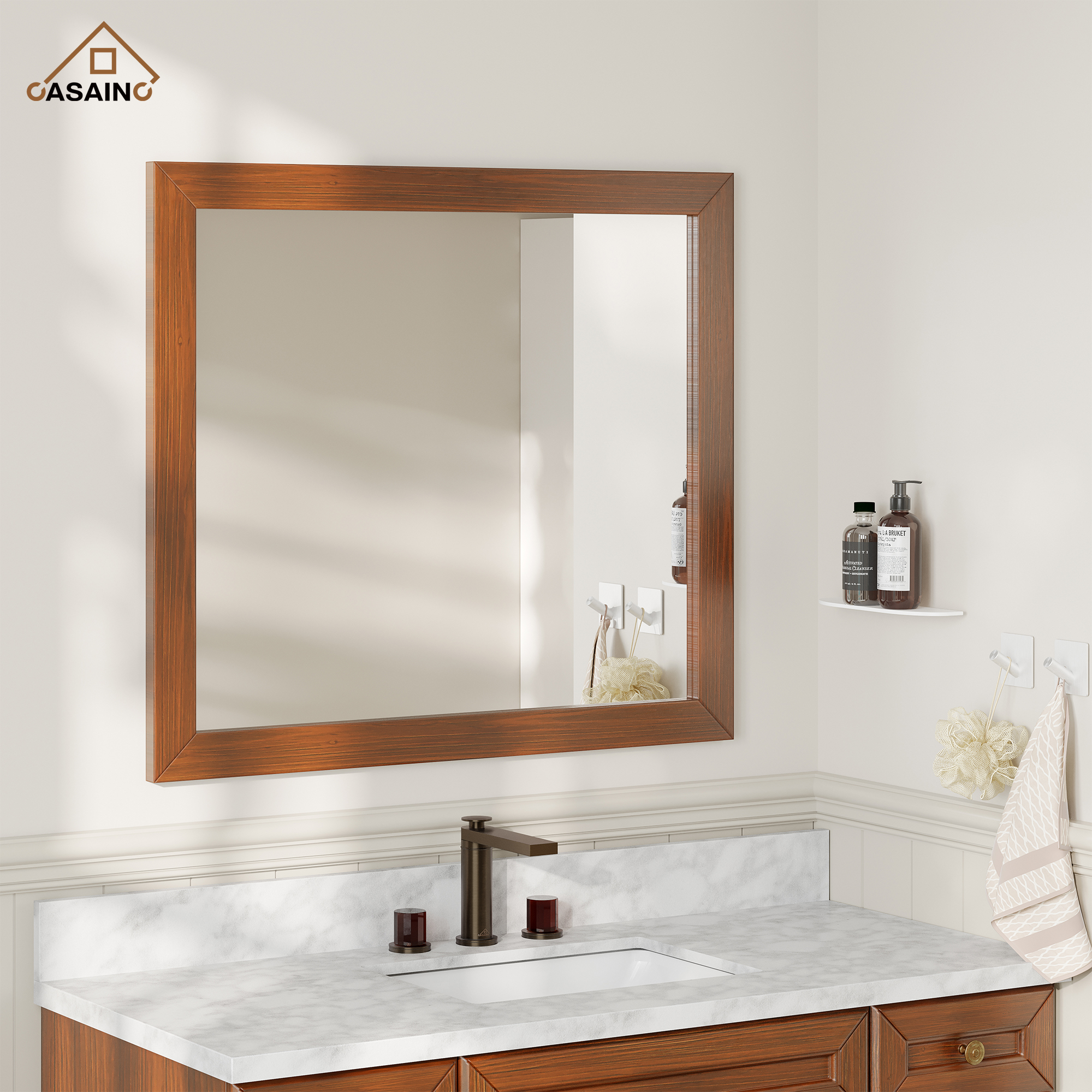 30"/36"/48"/60" Solid Wood Frame Mirror Only with Cherry (Vertical)