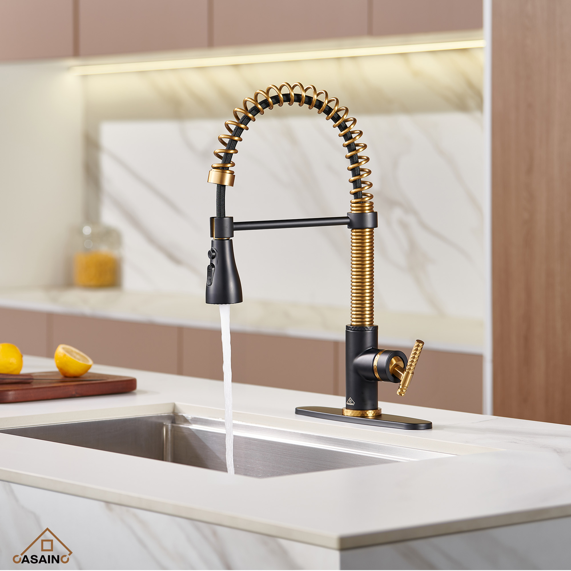  Pull-Down Sprayer Kitchen Faucet with 360° Swivel, Three Functions for Effortless Cooking and Cleaning