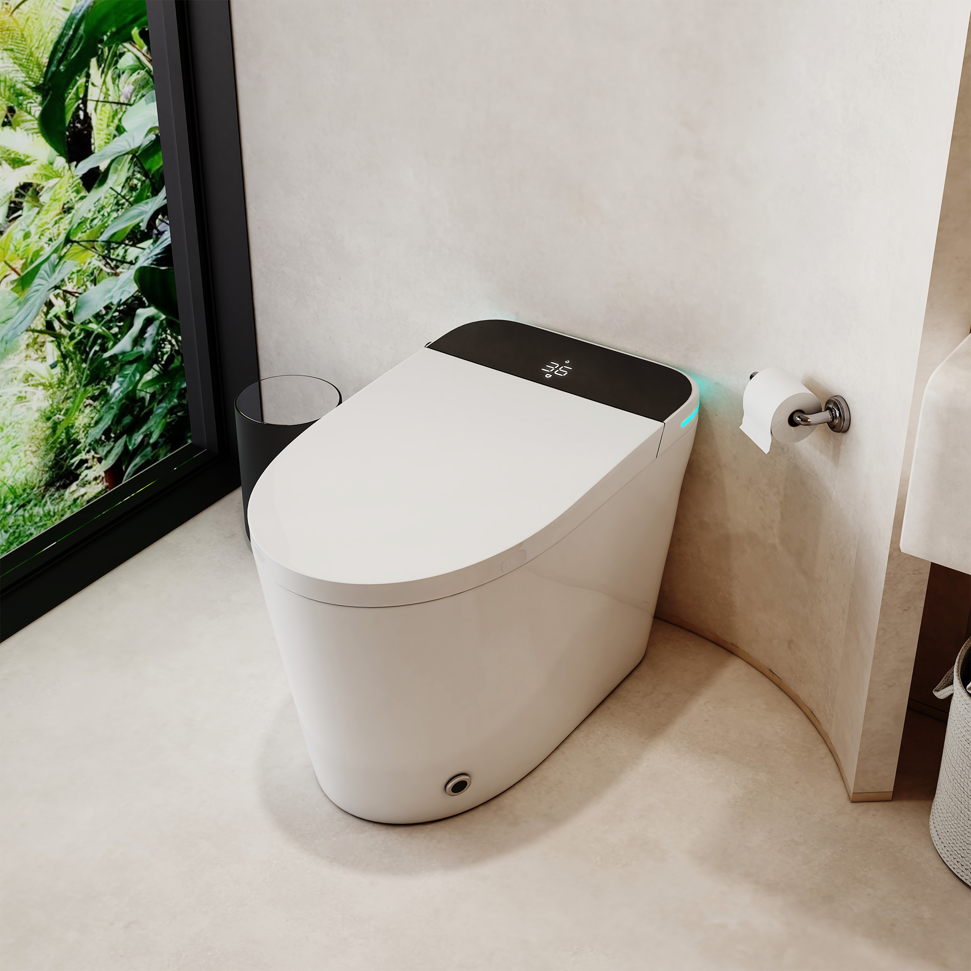 Modern Smart Toilet with Built-in Bidet Seat and LED Display
