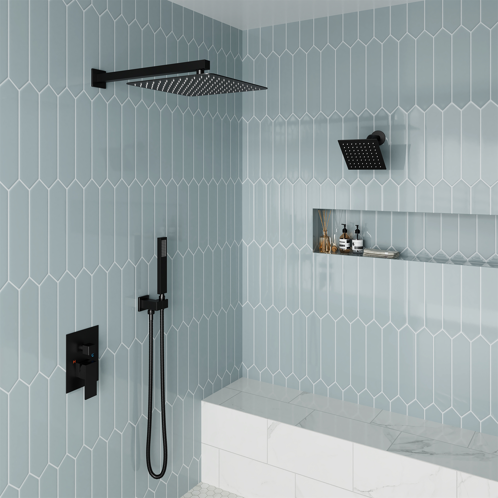 12-inch Dual Shower System with 3-Function & 6 Position Settings