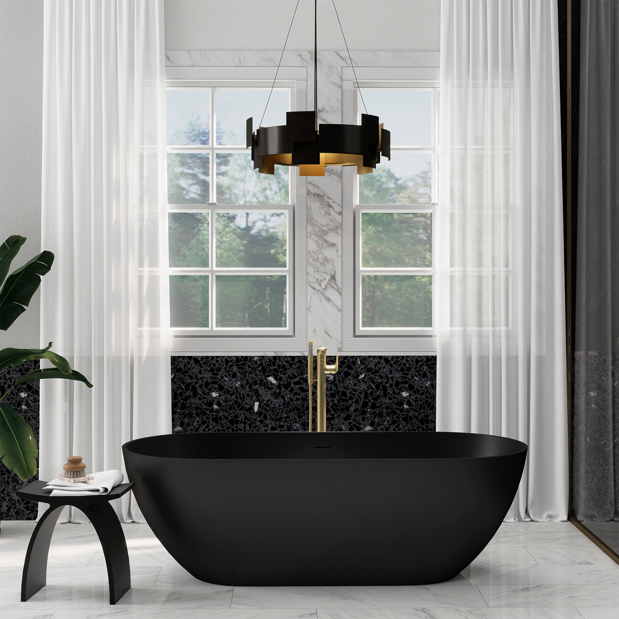 Modern Casainc bathroom with freestanding bathtub and spa-inspired design