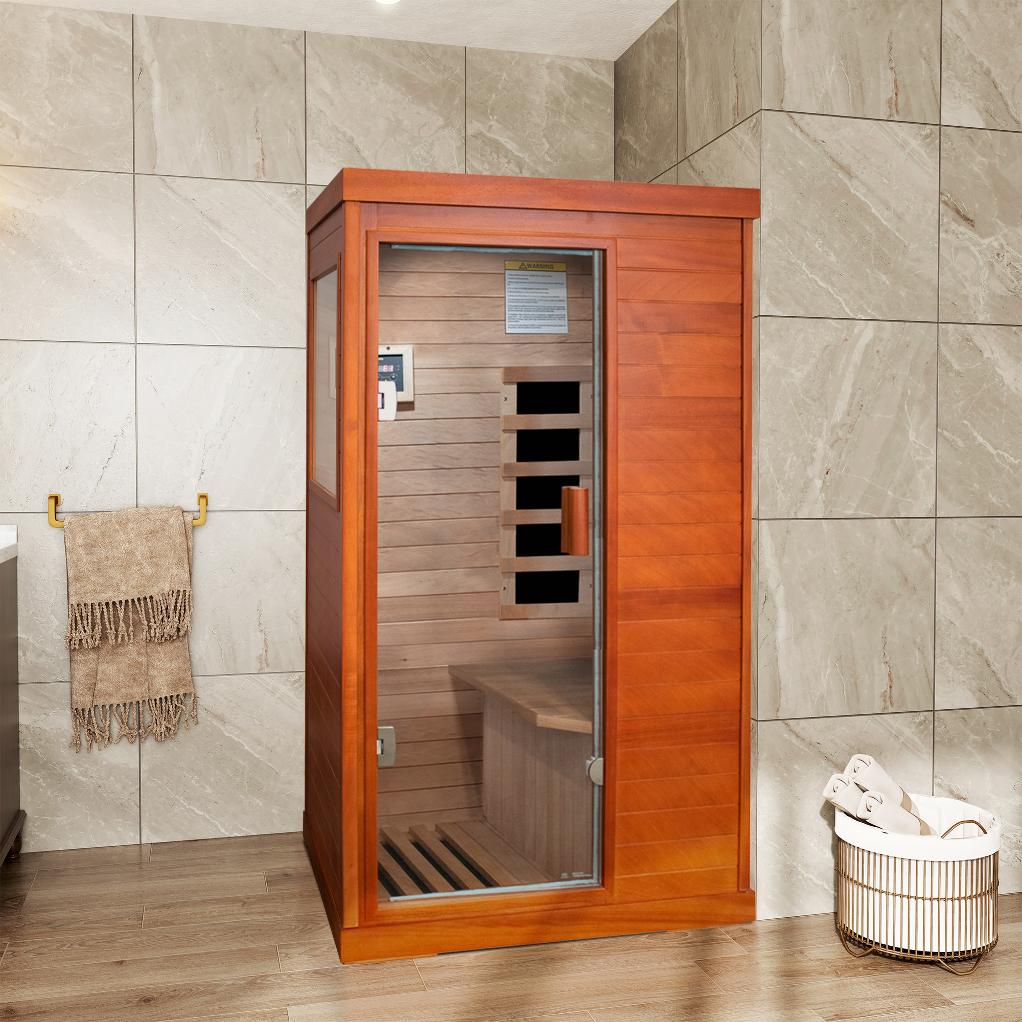 1-Person Indoor Infrared Sauna Room with Bluetooth & LED Light