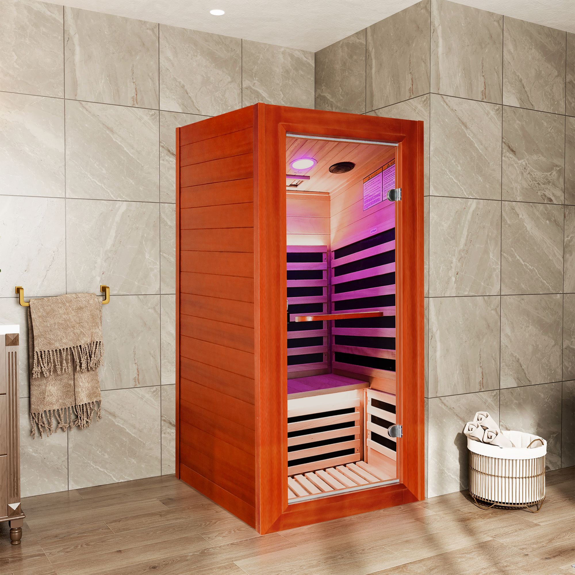 1-Person Infrared Sauna with Bluetooth Speakers and LED Reading Lights