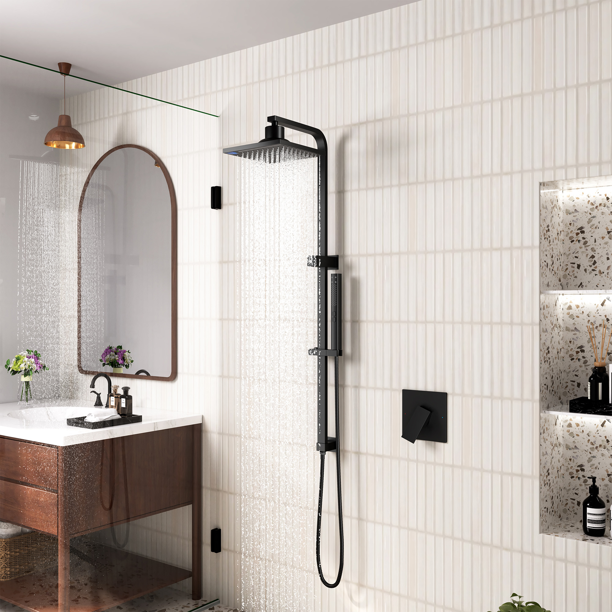 8.5-inch Pressure-Balanced Shower System with Digital Temperature Display