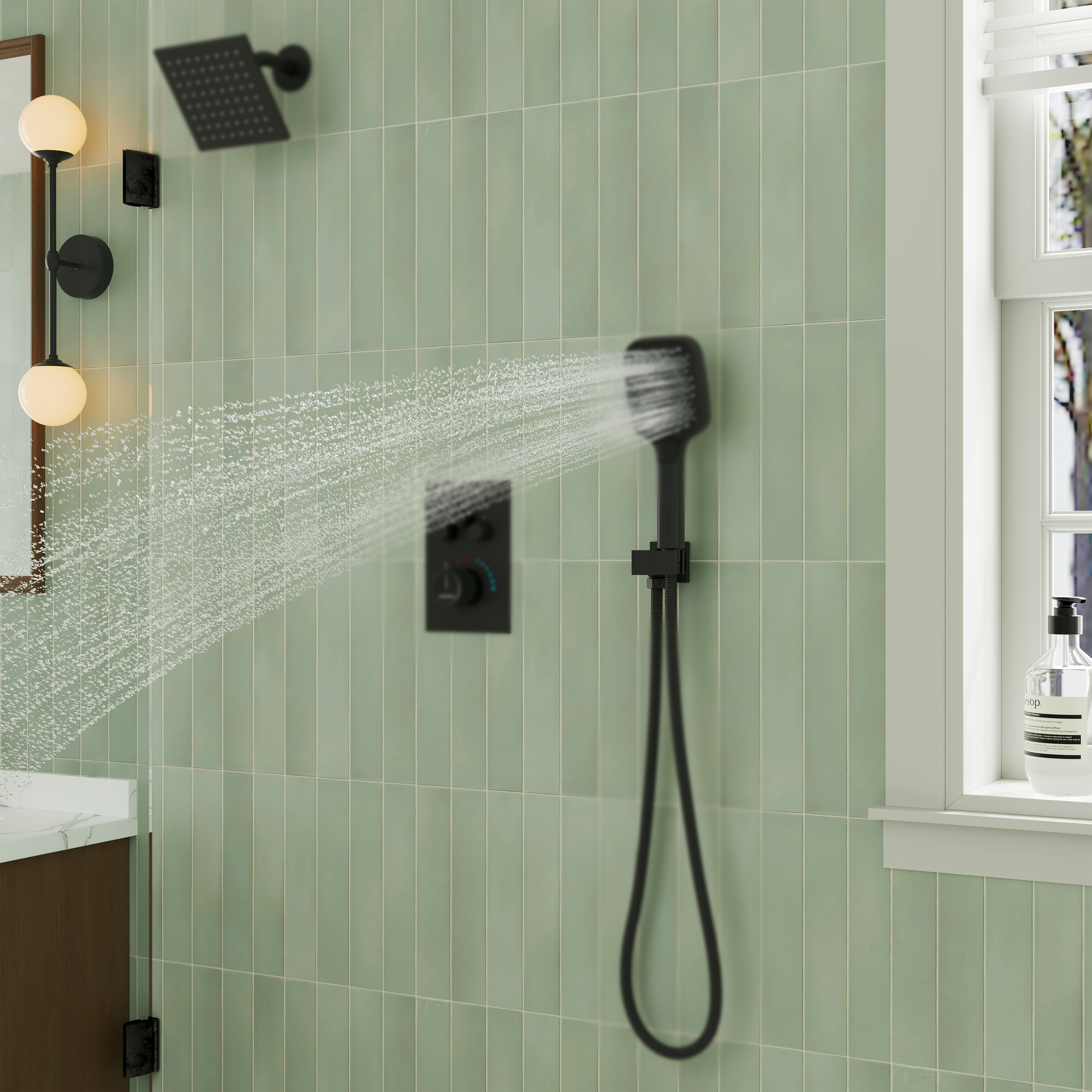 Square Brass Handheld Shower Holder with Adjustable Angle