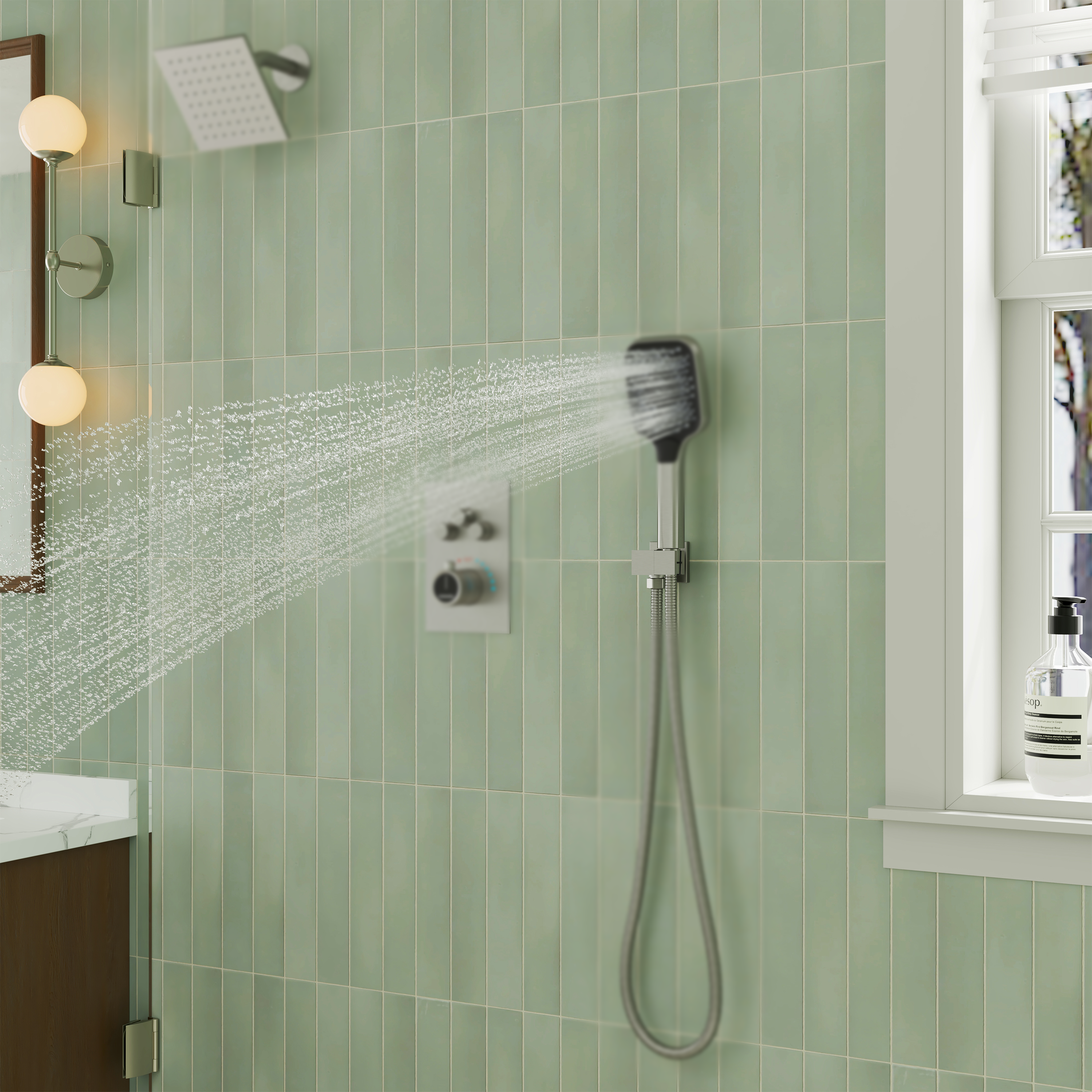 Square Brass Handheld Shower Holder with Adjustable Angle