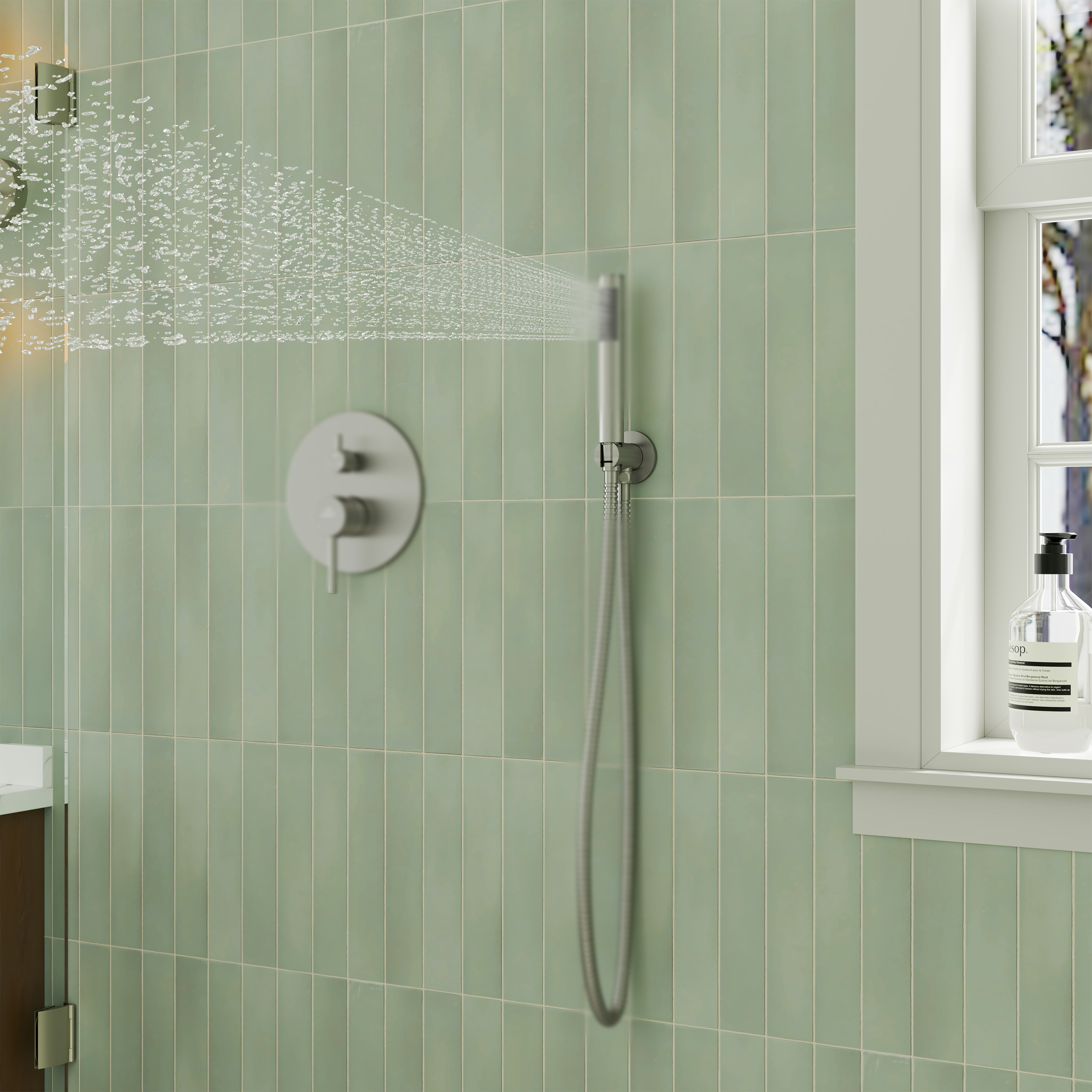 Round Brass Handheld Shower Holder Fixed Wall Mount Bracket