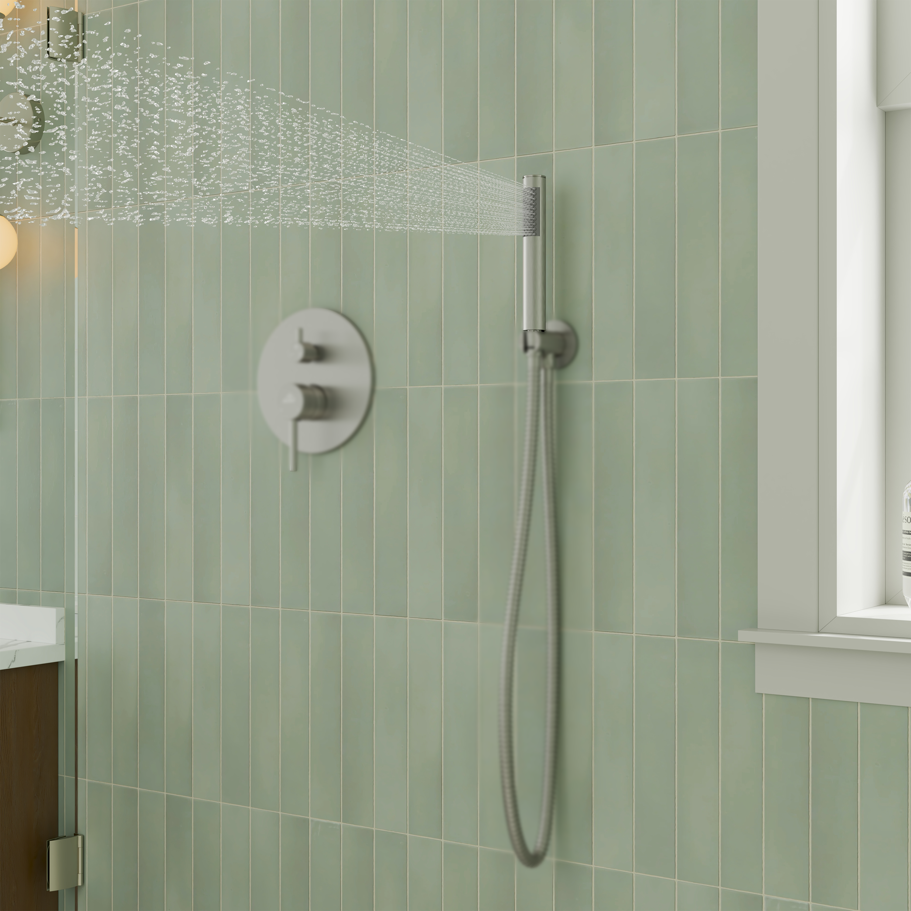 Round Stainless Steel Handheld Shower Head with Anti-Clog Nozzles