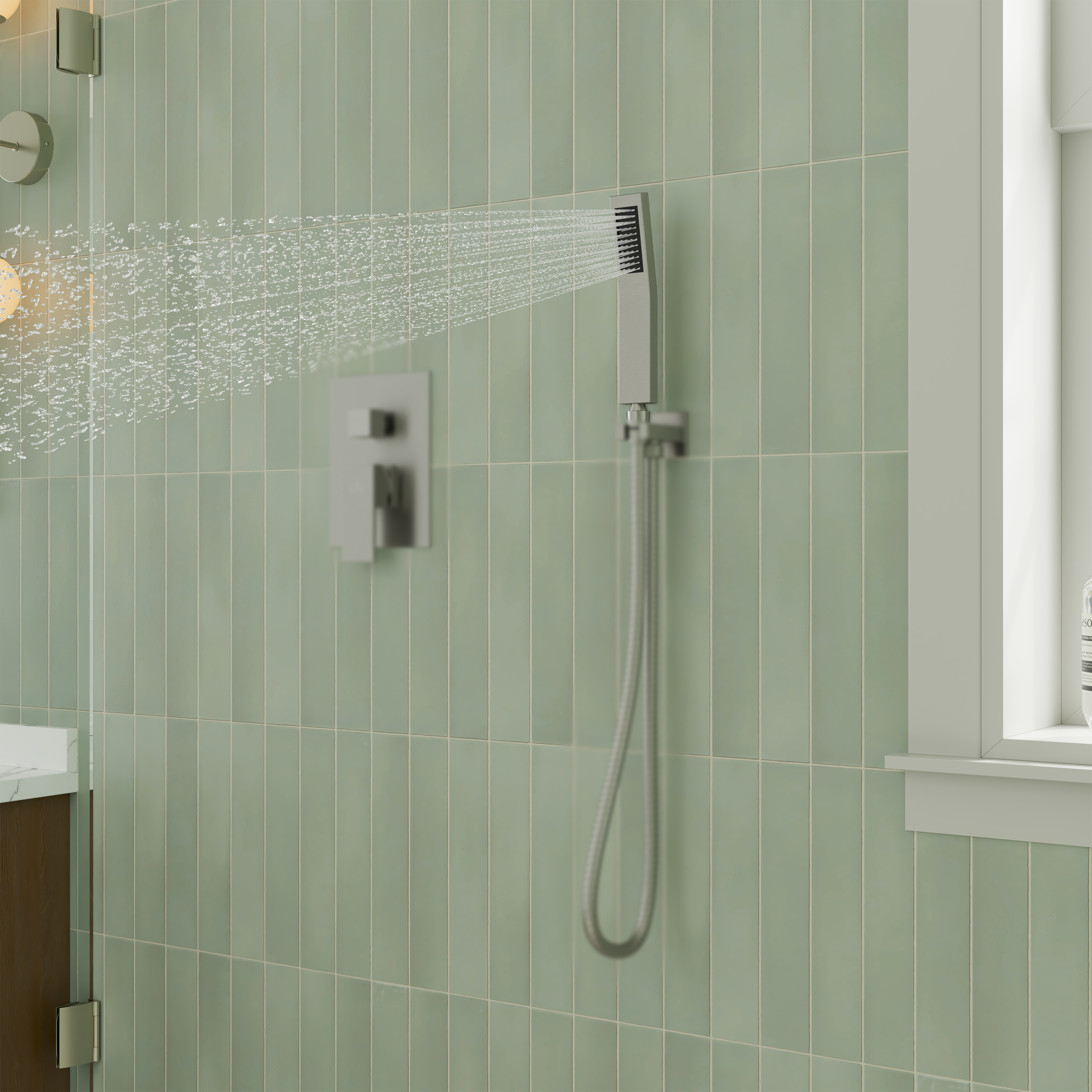 Curved Stainless Steel Handheld Shower Head with Anti-Clog Nozzles