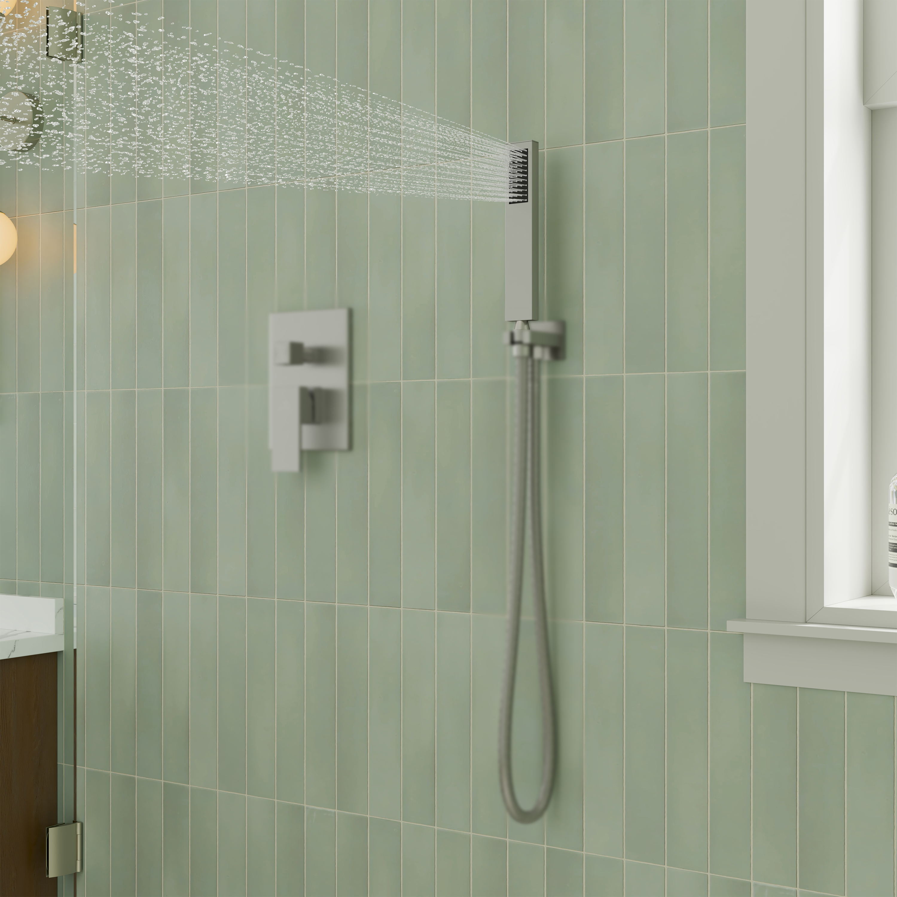 304 Stainless Steel Handheld Shower Head with Anti-Clog Nozzles