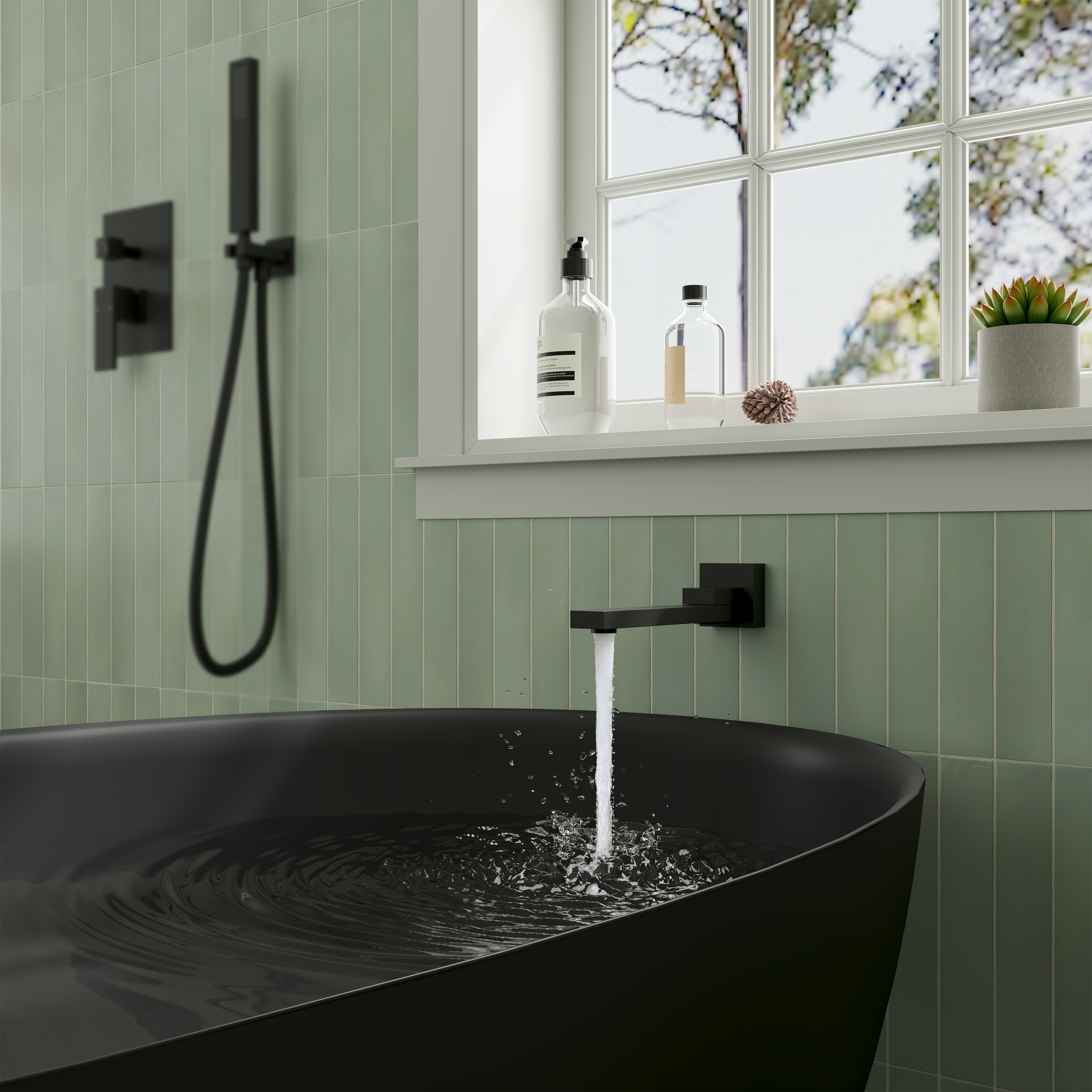 Square Brass Tub Spout with 180° Swing Outlet & Decoration Cover