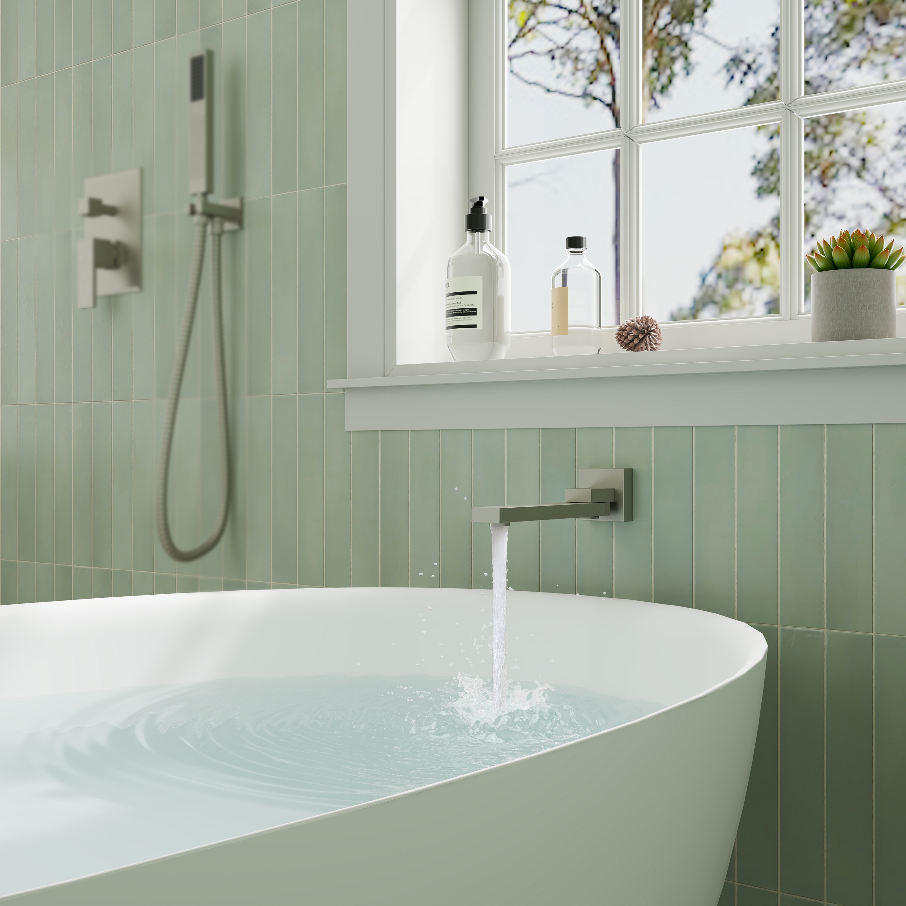 Square Brass Tub Spout with 180° Swing Outlet & Decoration Cover