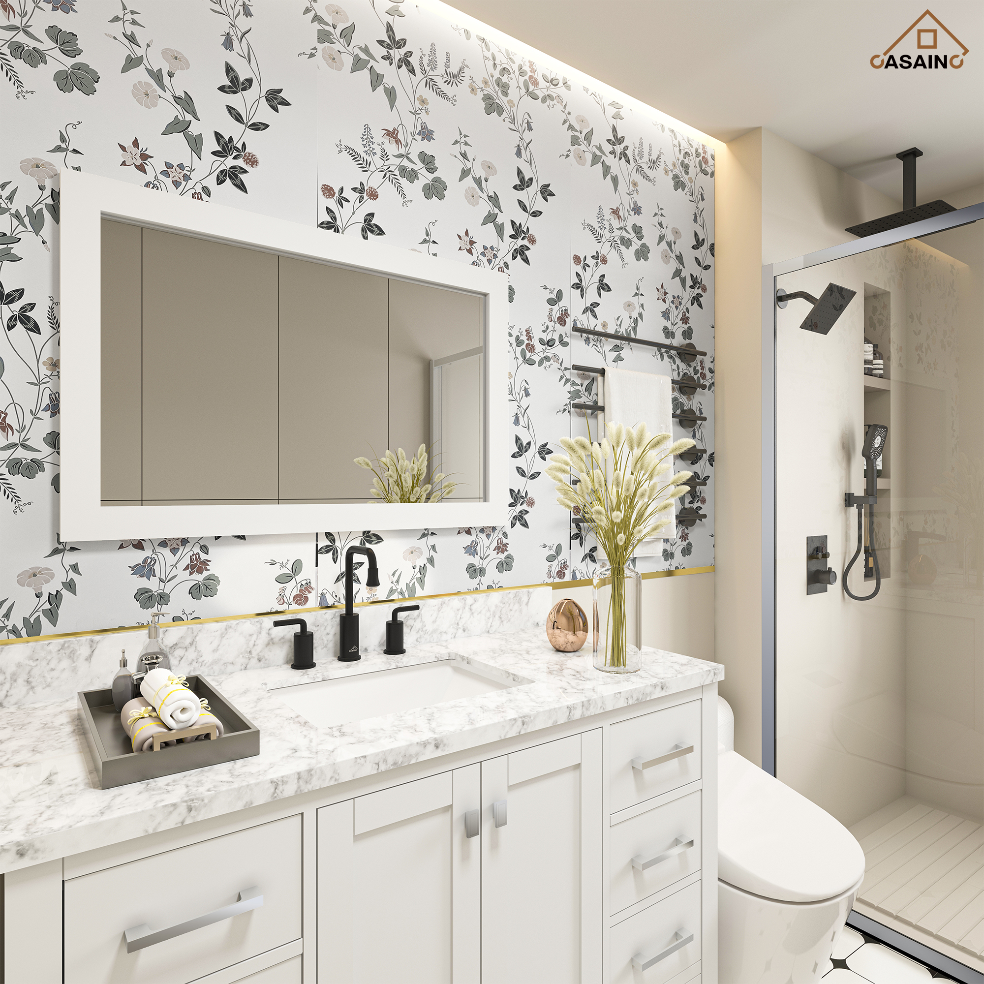 8-Inch Bathroom Sink Faucet with LED Temperature-Responsive