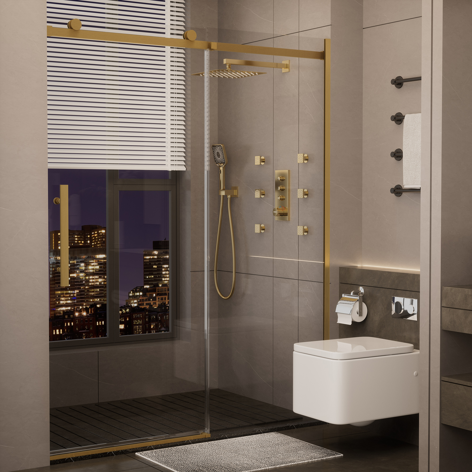 60"x76" Frameless Shower Door with Cushioned Single Slide, SGCC-Certified Tempered Shower Glass Door in Matte Black/Chrome/Brushed Nickel/Brushed Gold