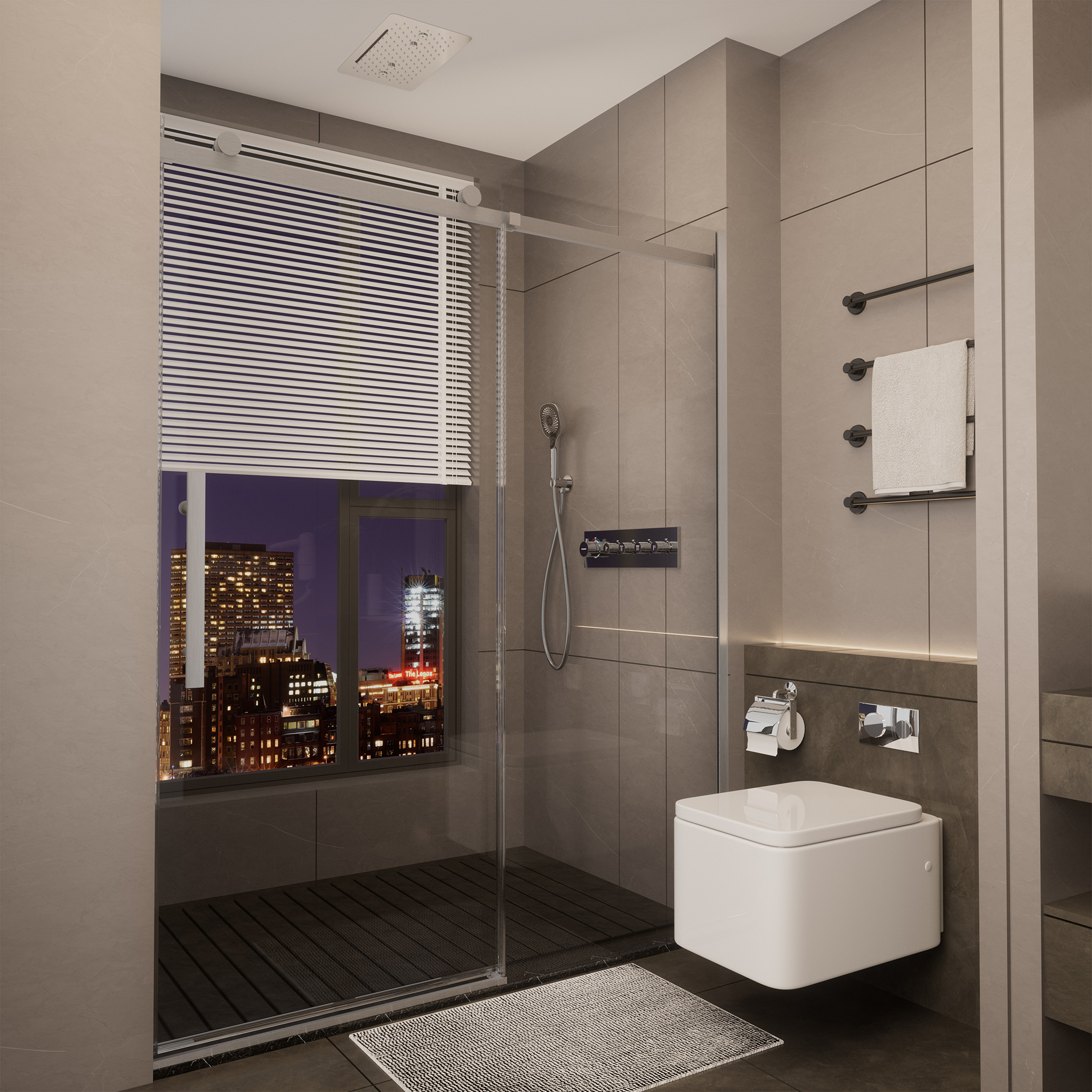 60"x76" Frameless Shower Door with Cushioned Single Slide, SGCC-Certified Tempered Shower Glass Door in Matte Black/Chrome/Brushed Nickel/Brushed Gold