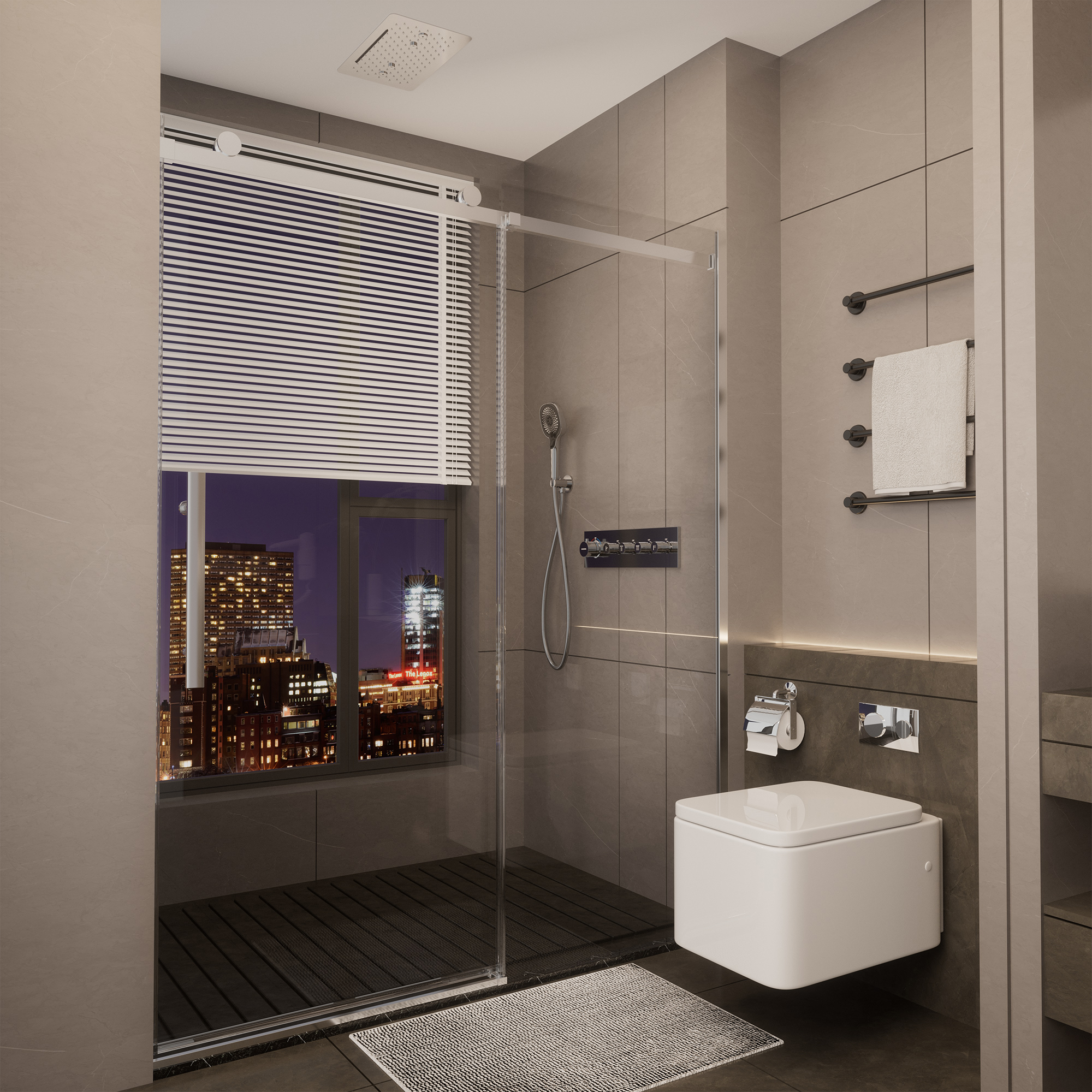 60"x76" Frameless Shower Door with Cushioned Single Slide, SGCC-Certified Tempered Shower Glass Door in Matte Black/Chrome/Brushed Nickel/Brushed Gold