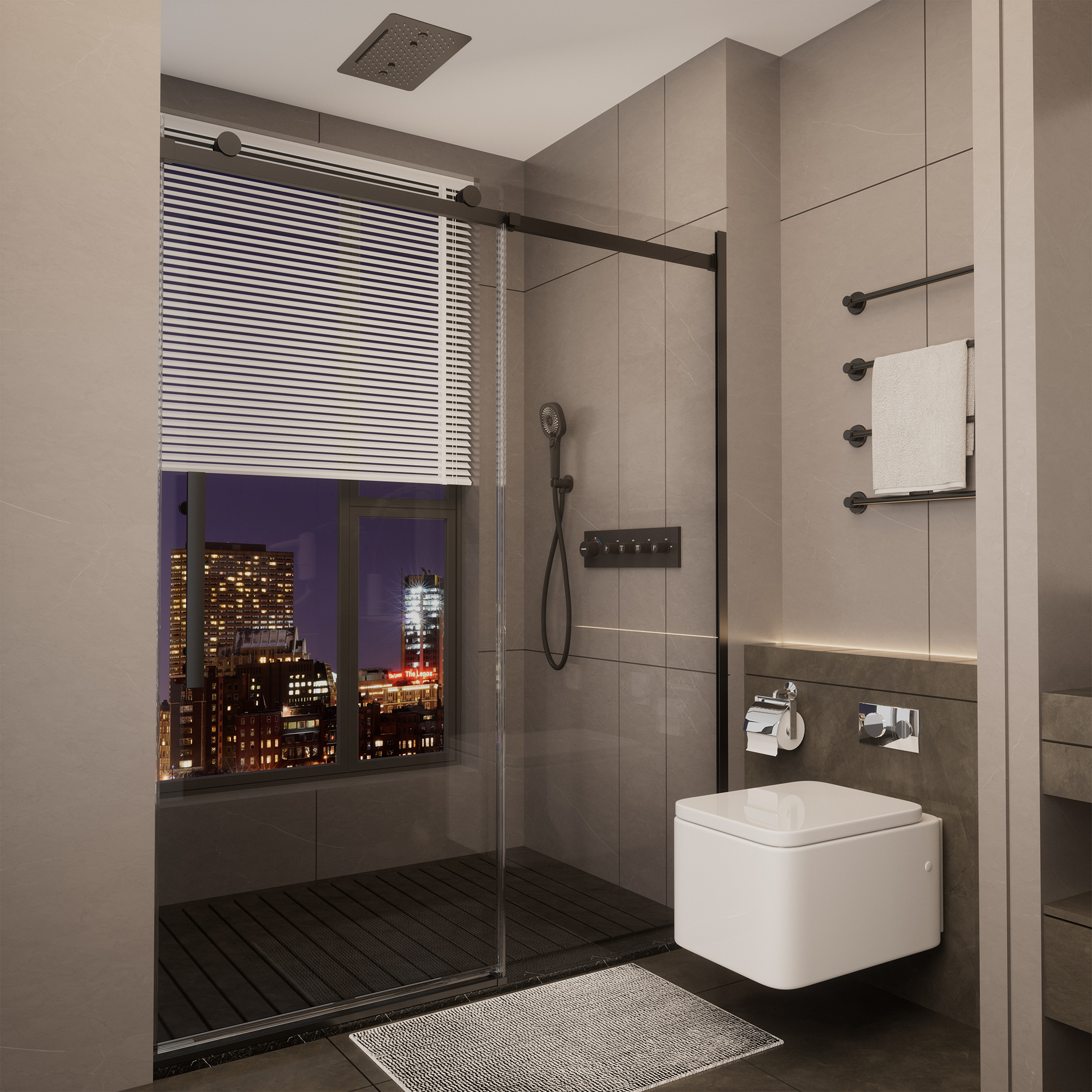 60"x76" Frameless Shower Door with Cushioned Single Slide, SGCC-Certified Tempered Shower Glass Door in Matte Black/Chrome/Brushed Nickel/Brushed Gold