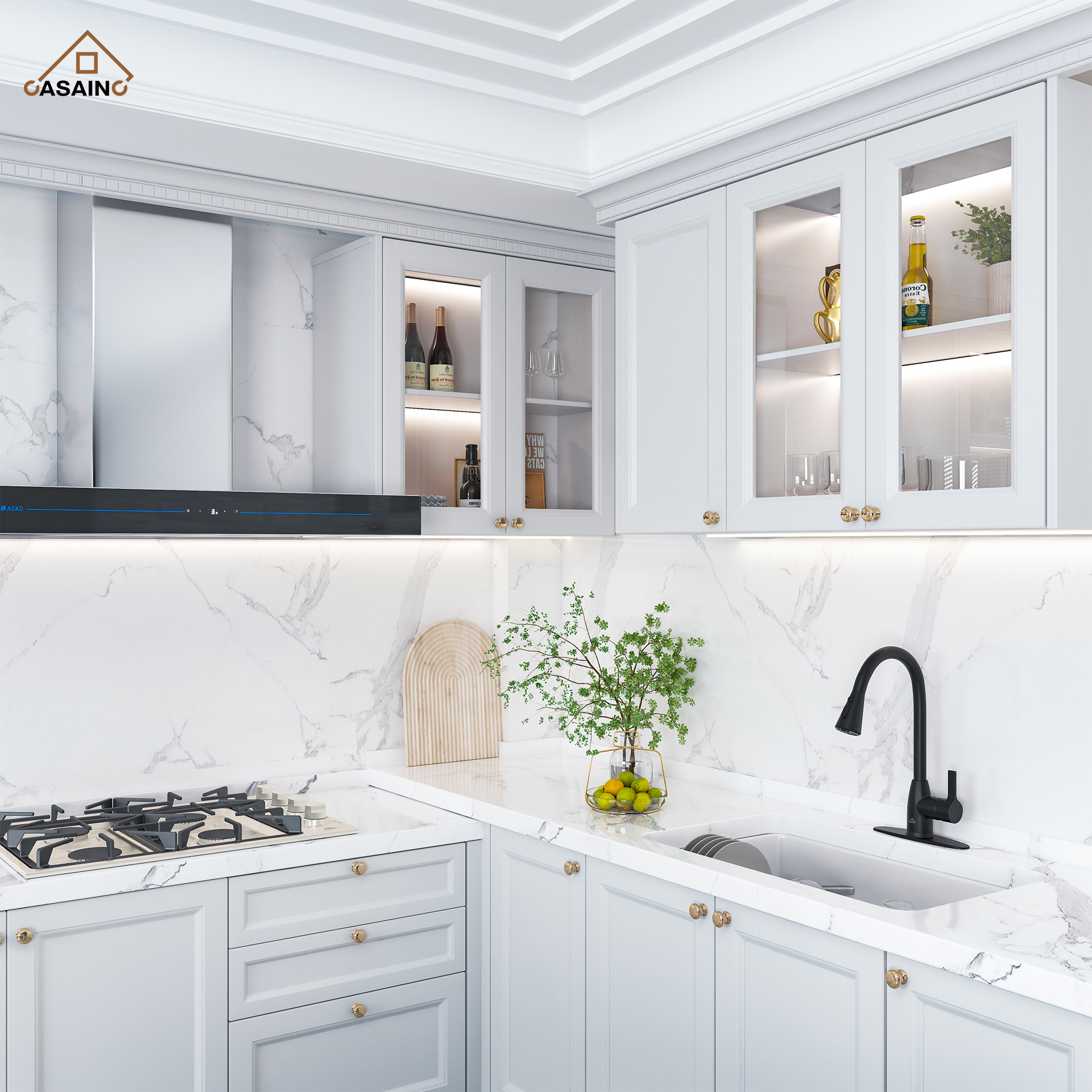 Kitchen Faucet with Pull Down Sprayer Three Function Spray Head