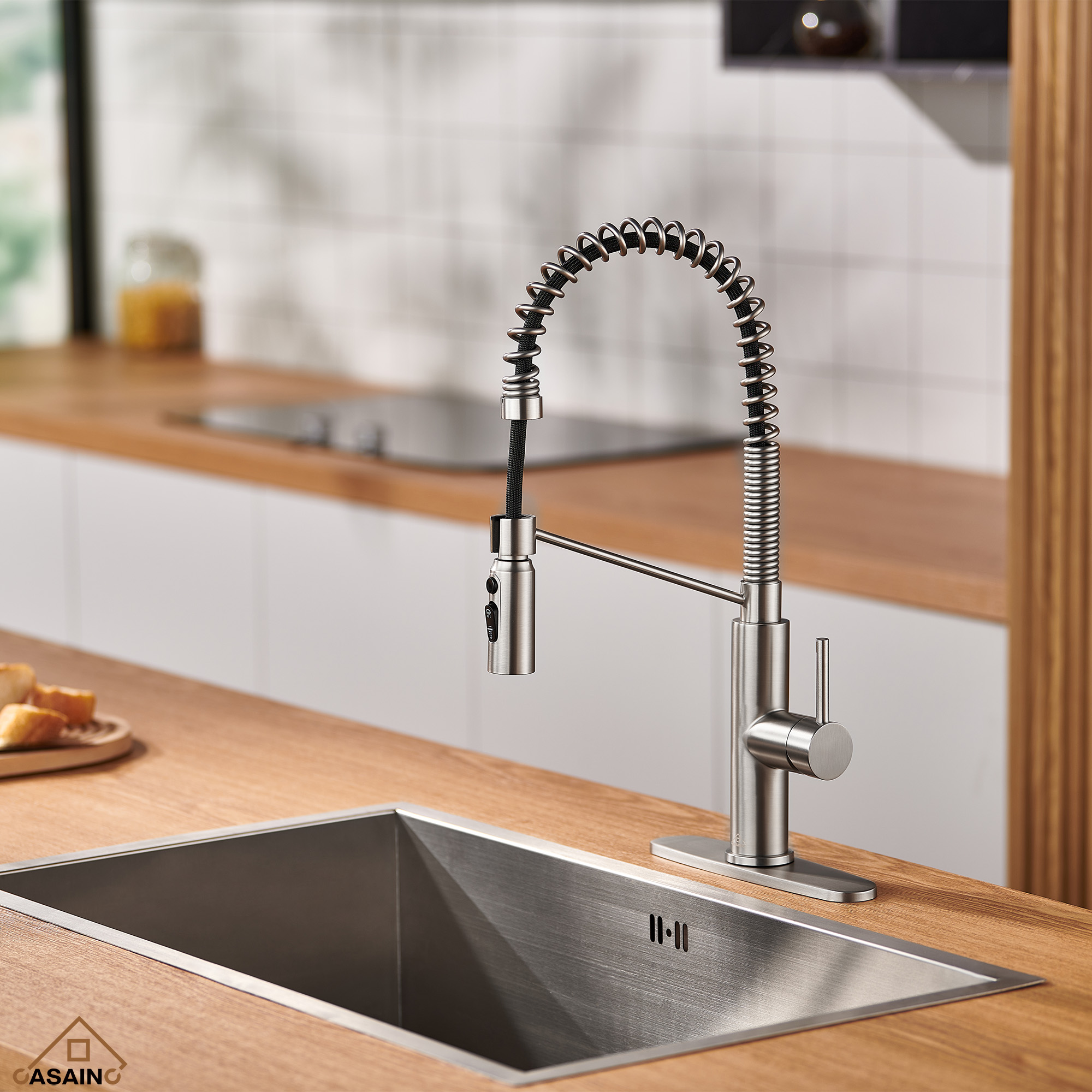 Commercial Style Pull-Down Single Handle 19" Kitchen Faucet