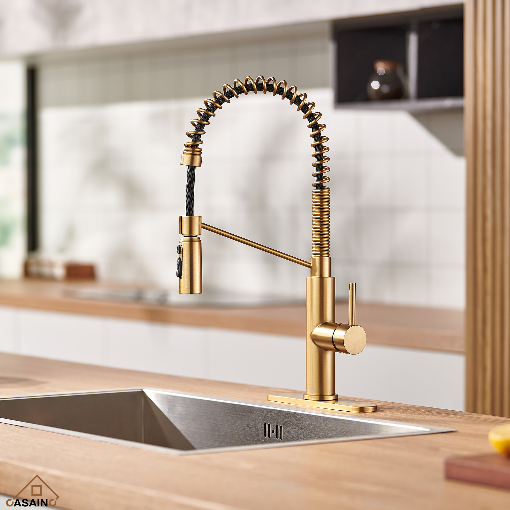 Commercial Style Pull-Down Single Handle 19" Kitchen Faucet