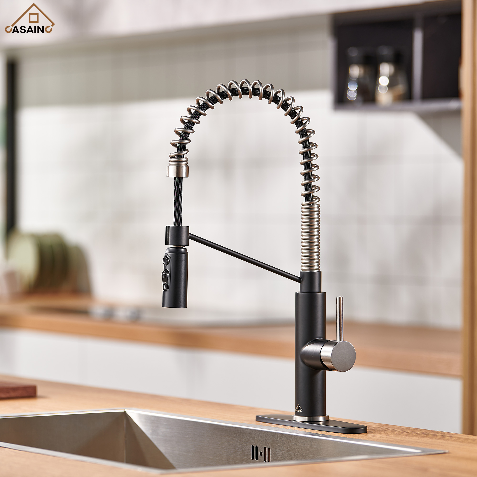 Commercial Style Pull-Down Single Handle 19" Kitchen Faucet