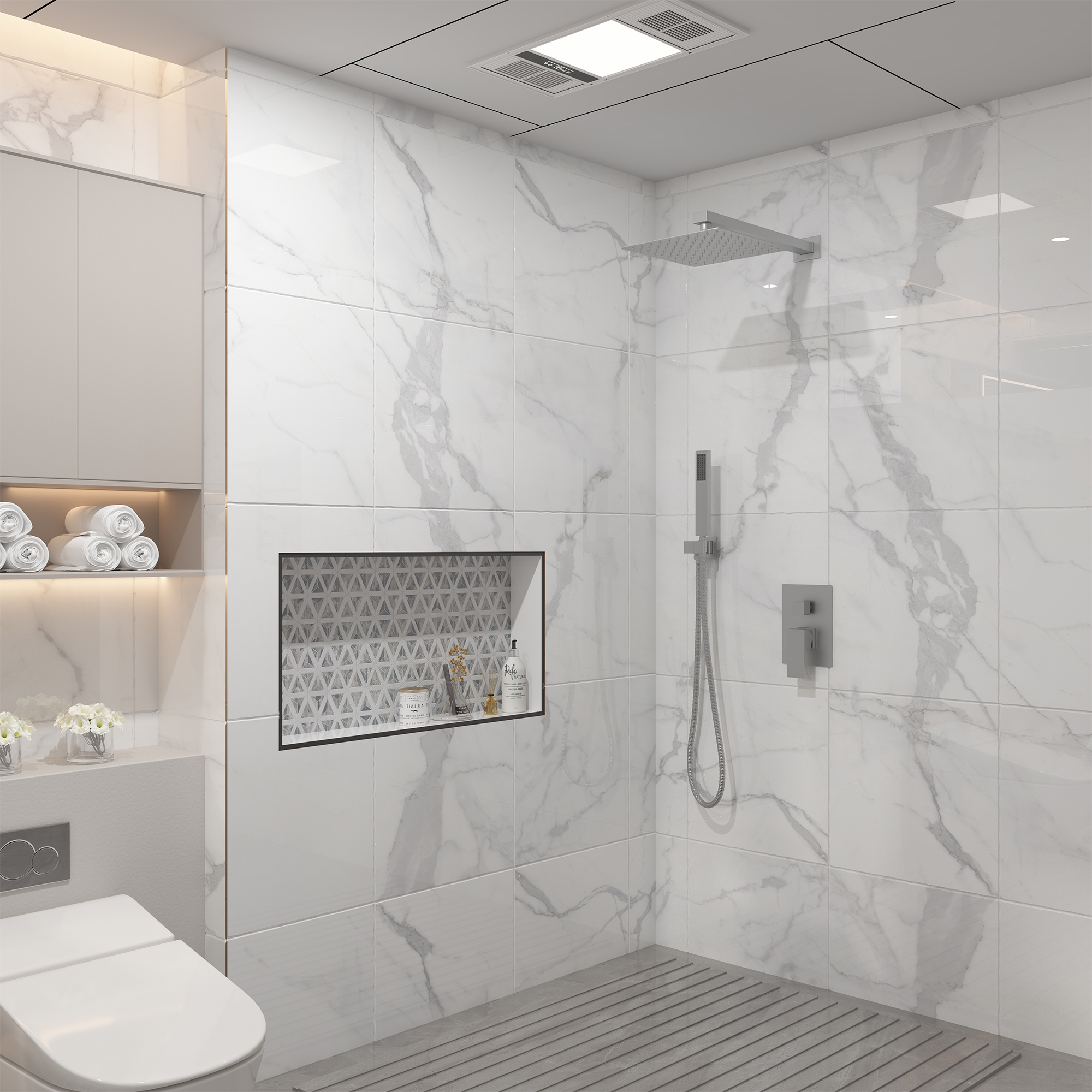 10" Square Brass Shower System with Handheld Shower and Pressure Balance Valve